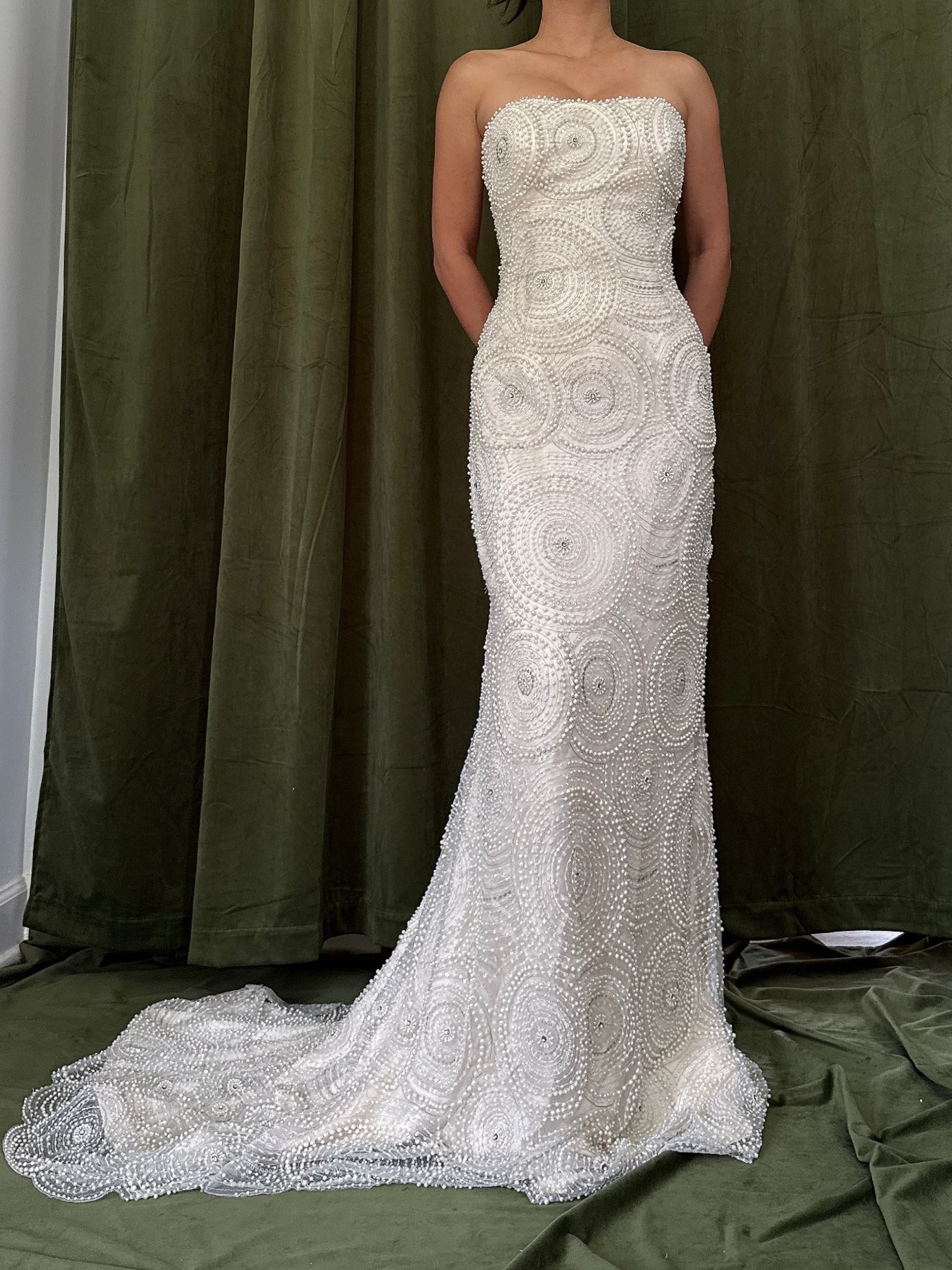 1990s Silk Pearl Beaded Dress - 33B/26W/59L