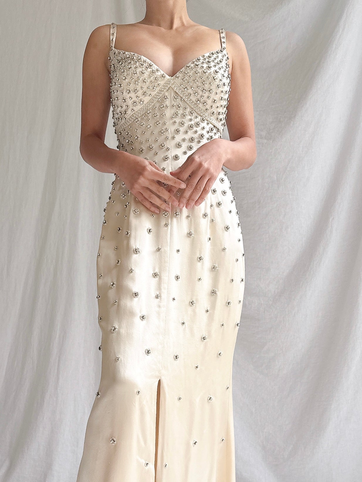 Vintage Silk Rhinestones Gown - M/6