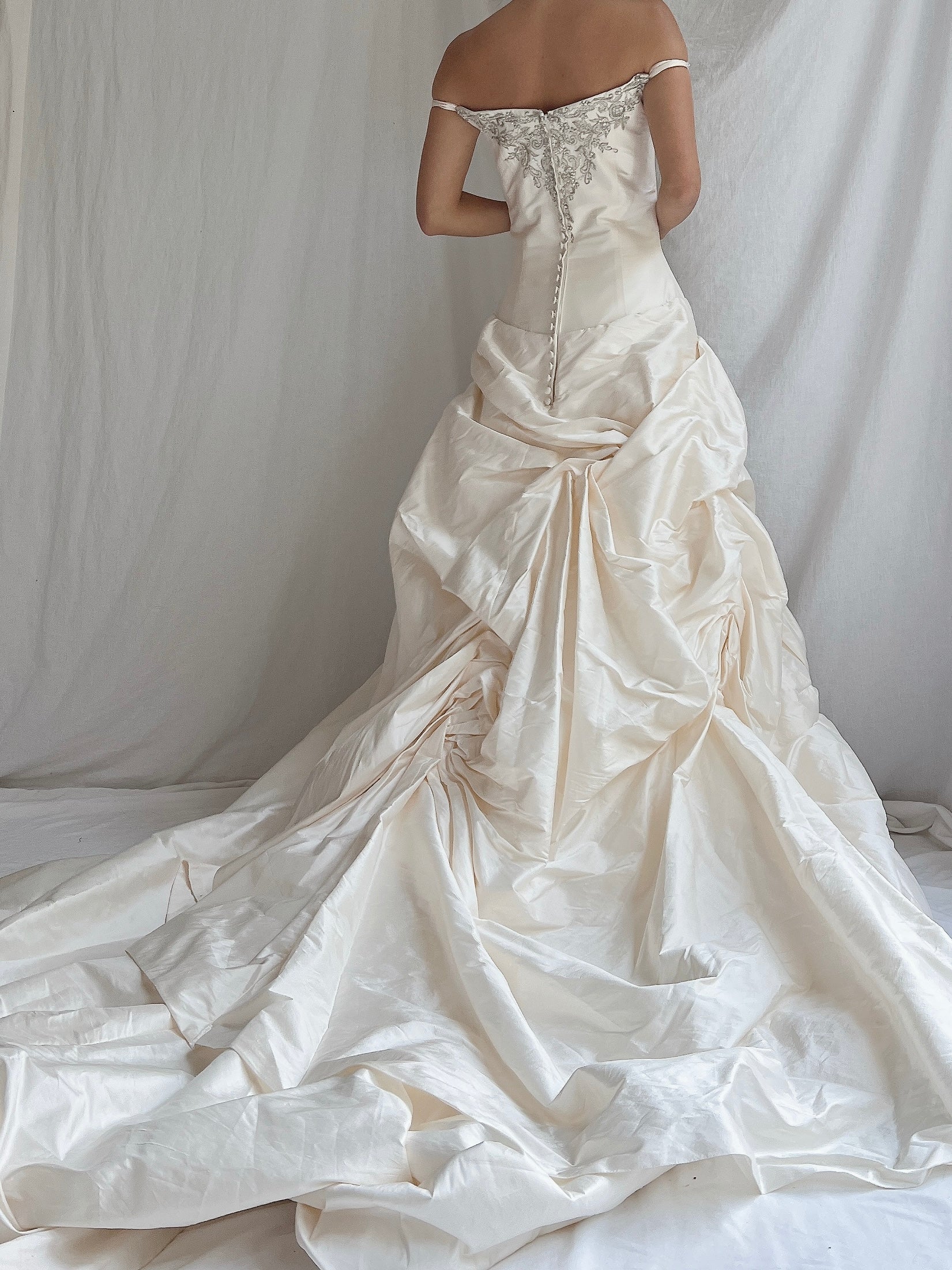 Angelina Faccenda Silk Ruche Gown -  S/6