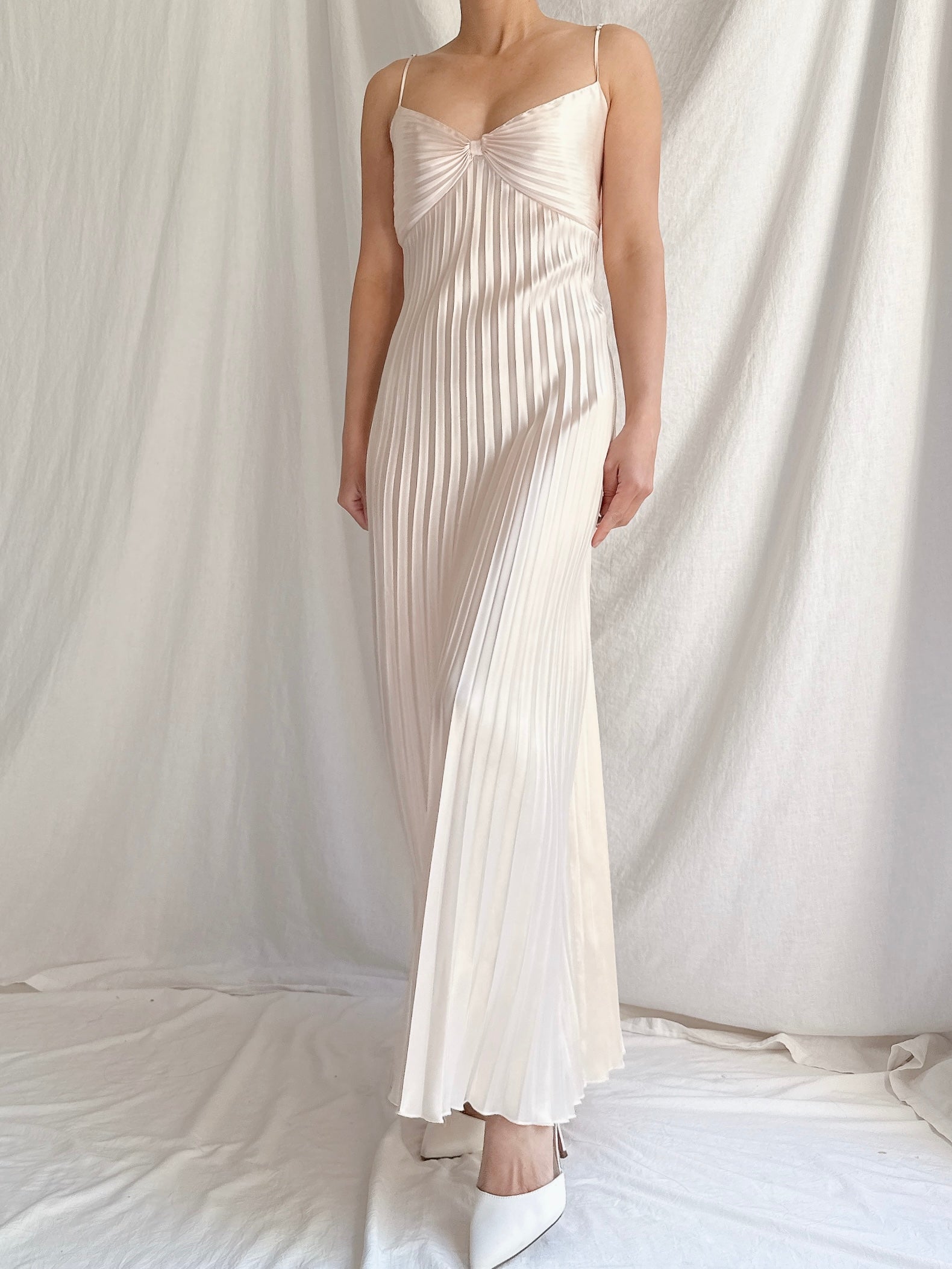 Vintage Shell Pink Satin Dress - M