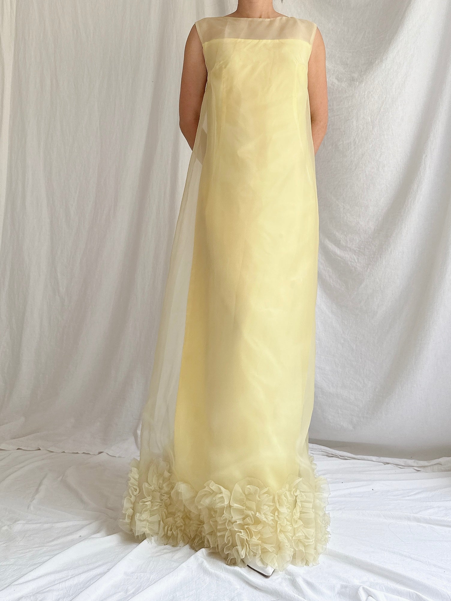 1960s Nylon Ruffle Gown - S