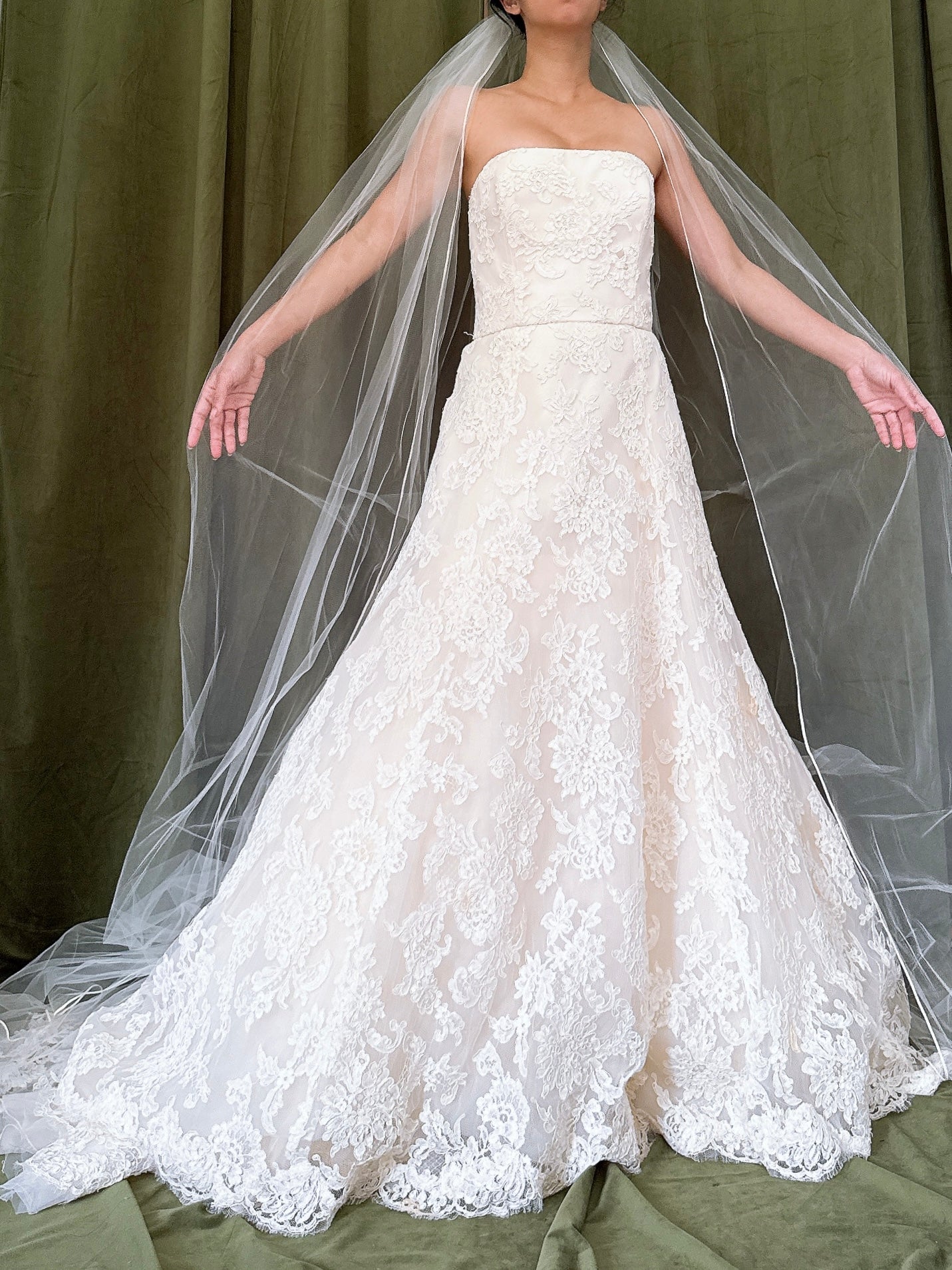 Vintage Amsale Tulle Embroidered Dress - XS