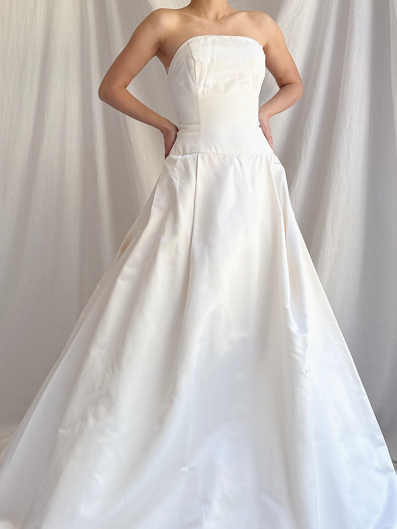 Vintage Silk/Rayon Satin Dropped Waist Gown - S