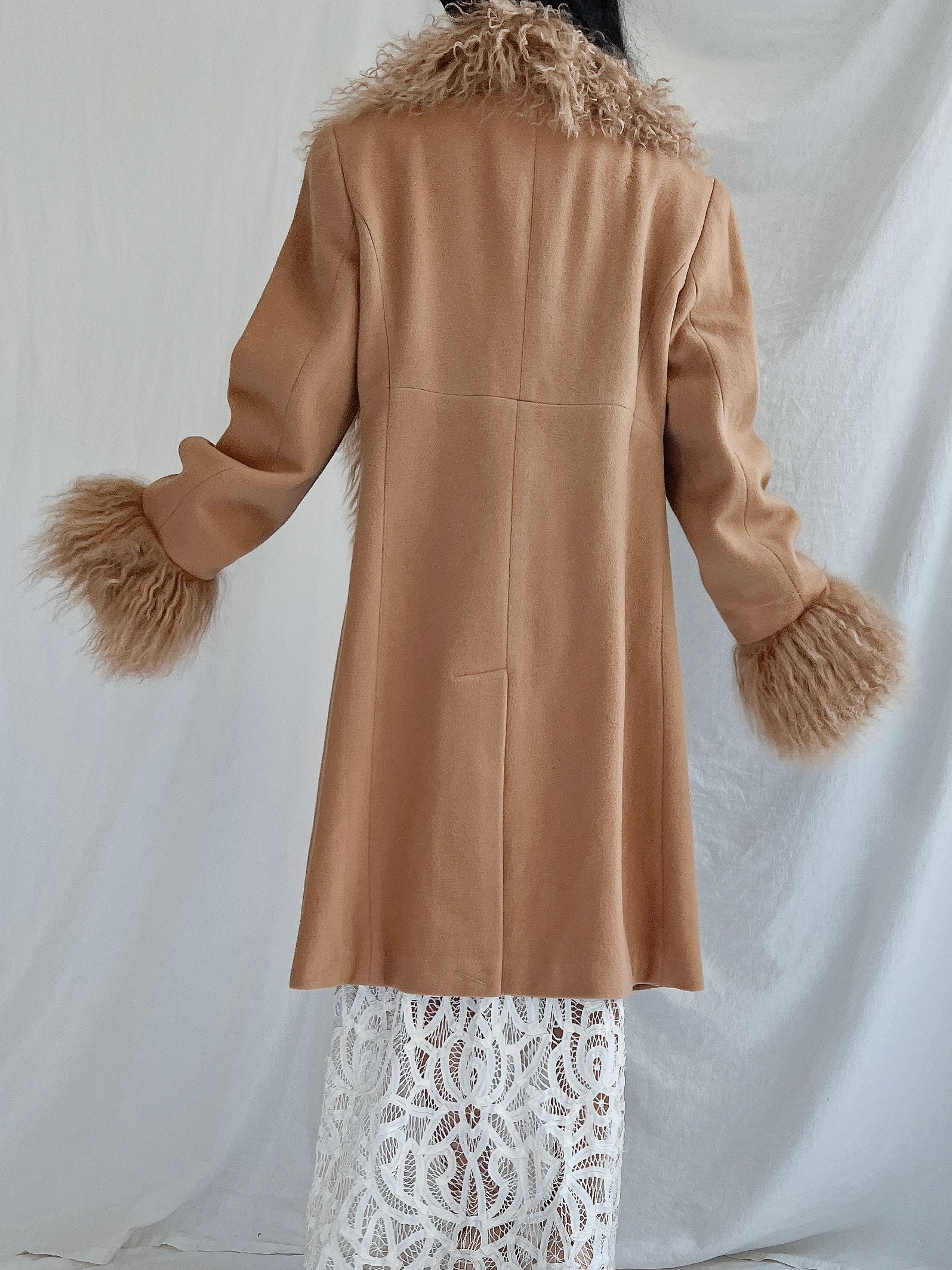 Vintage Mongolian Collar Camel Coat - M