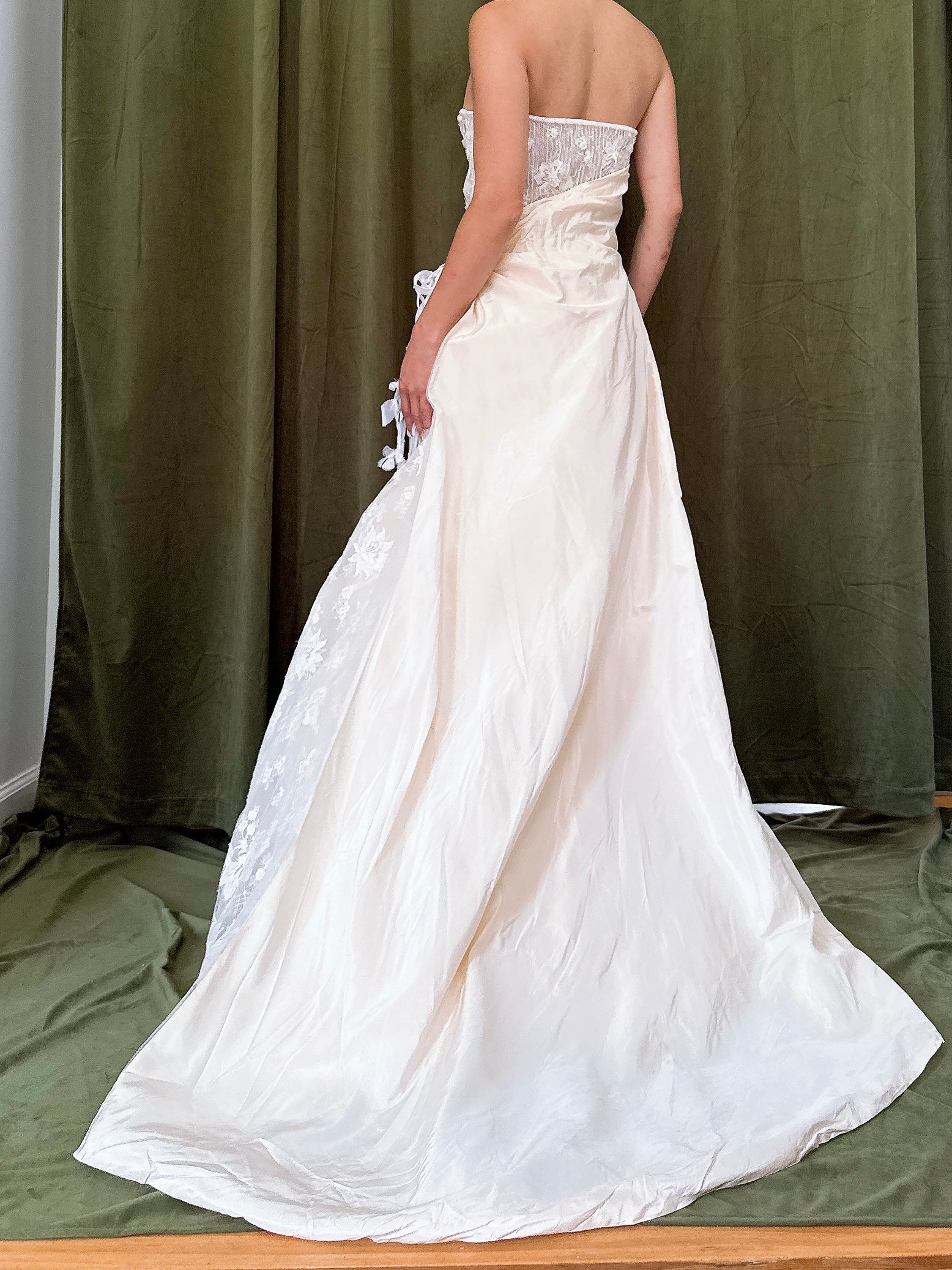 Vintage Norna Della Silk Lace Bustier Gown - M