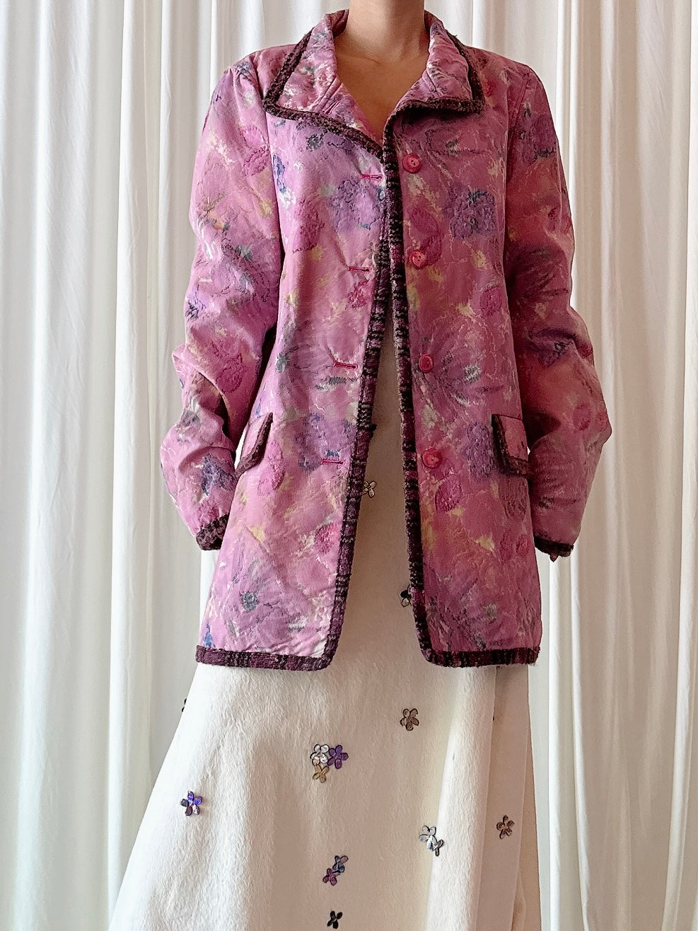 Vintage Alta Moda Luan Sare Pink Abstract Jacket - FR 44 / IT 48