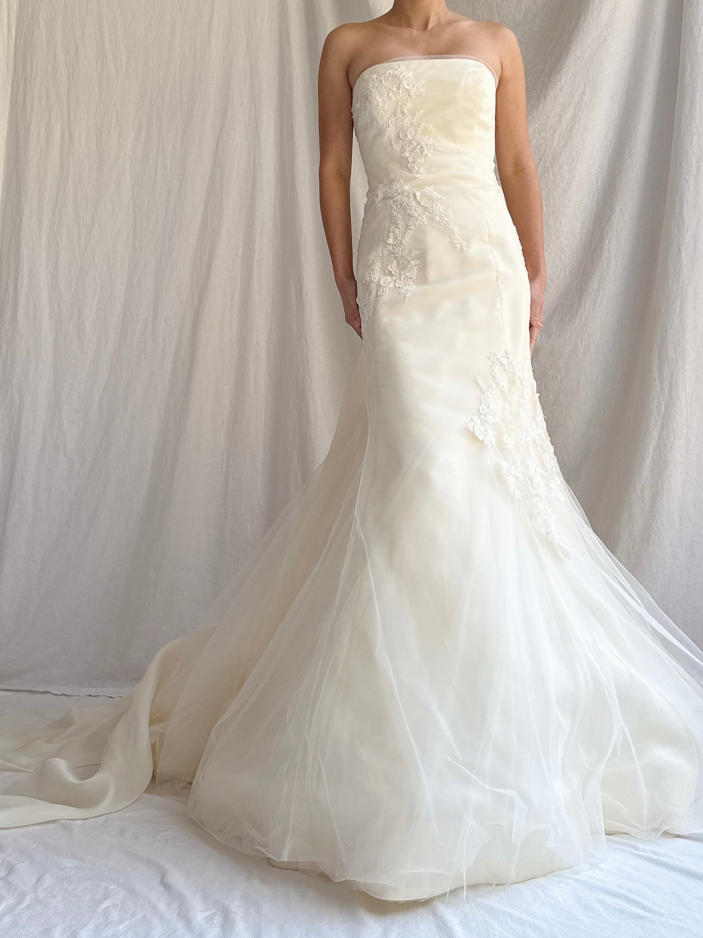 Vintage Vera Wang Silk Strapless Tulle Gown - S/4