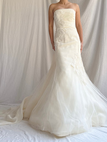 Vintage Vera Wang Silk Strapless Tulle Gown - S/4