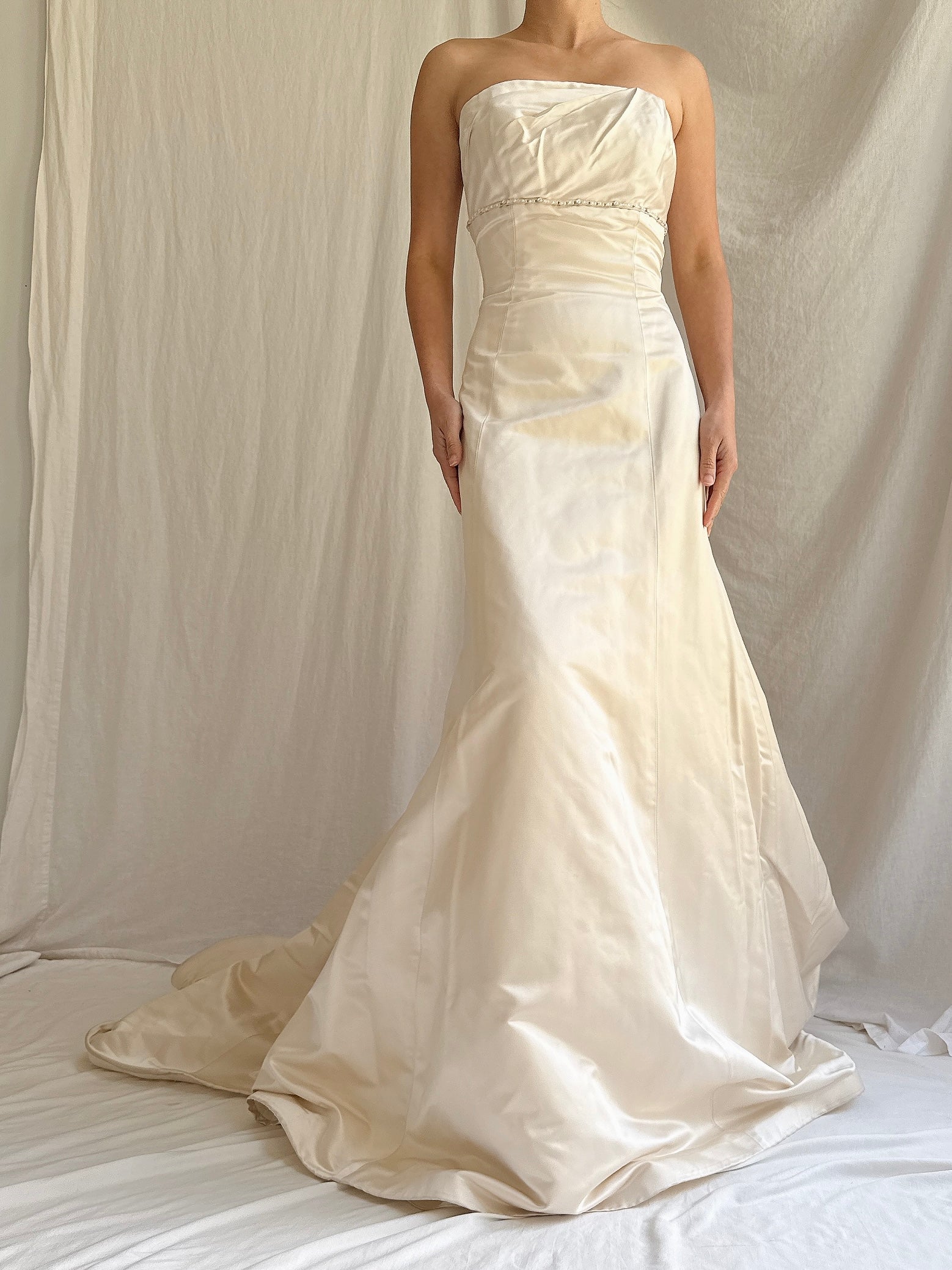 Vintage Strapless Silk Gown - M UK 12