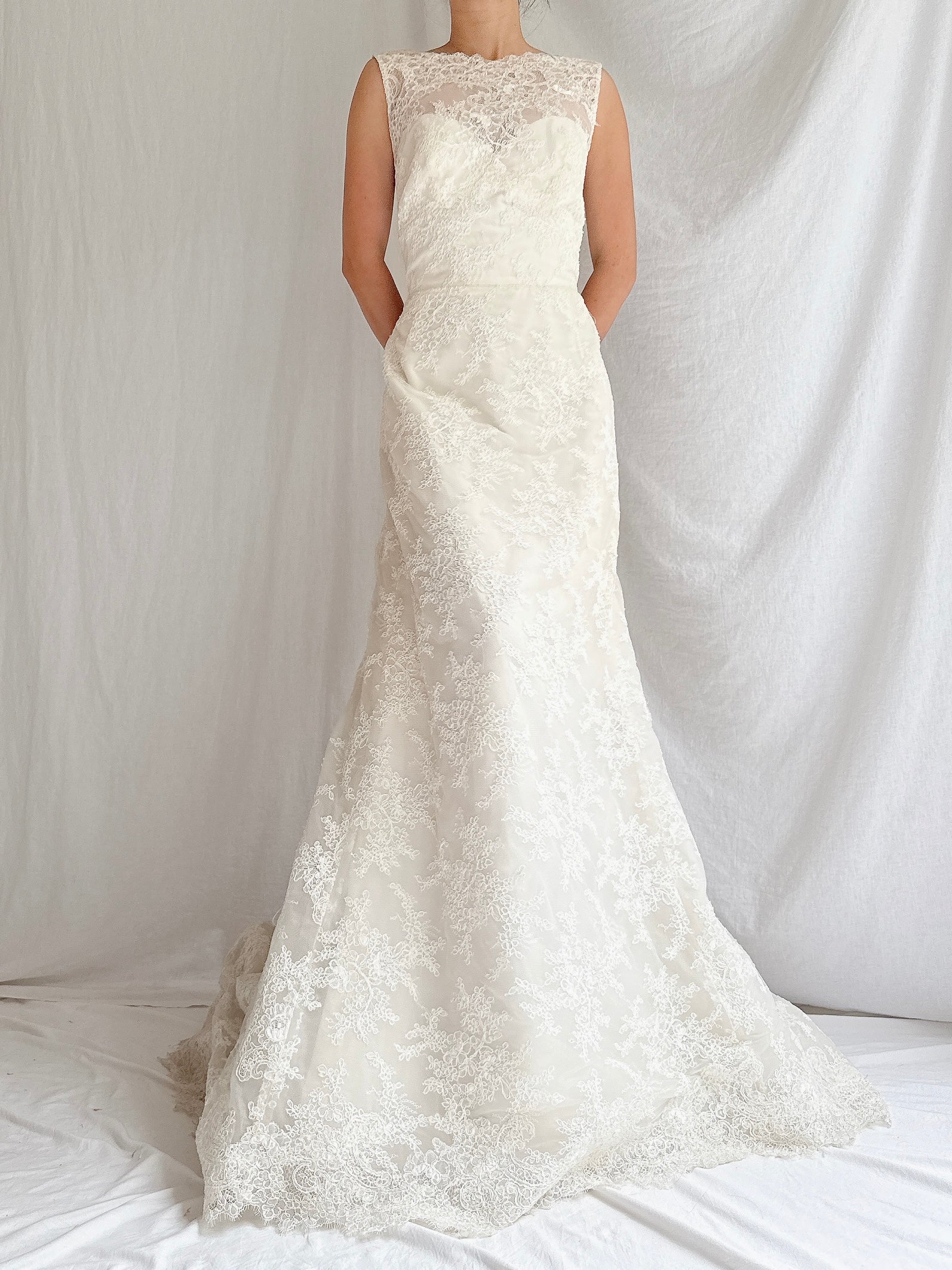 Vintage Liancarlo Couture Silk and Lace Bateau Neckline Gown - S/6