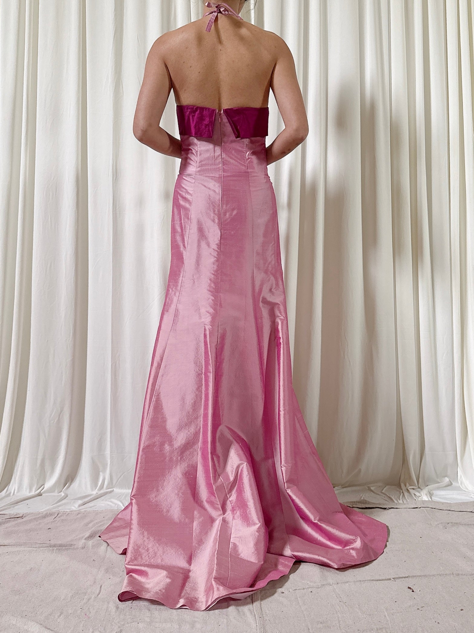 Vintage Clairmodel Pink Tafetta Dress - Size 44