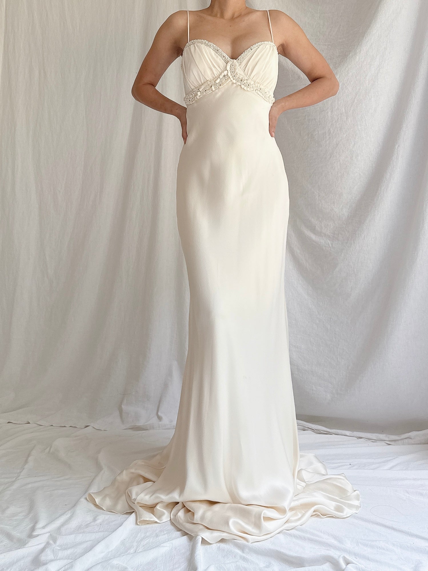 Vintage Silk Charmeuse Gown - XS/2-4