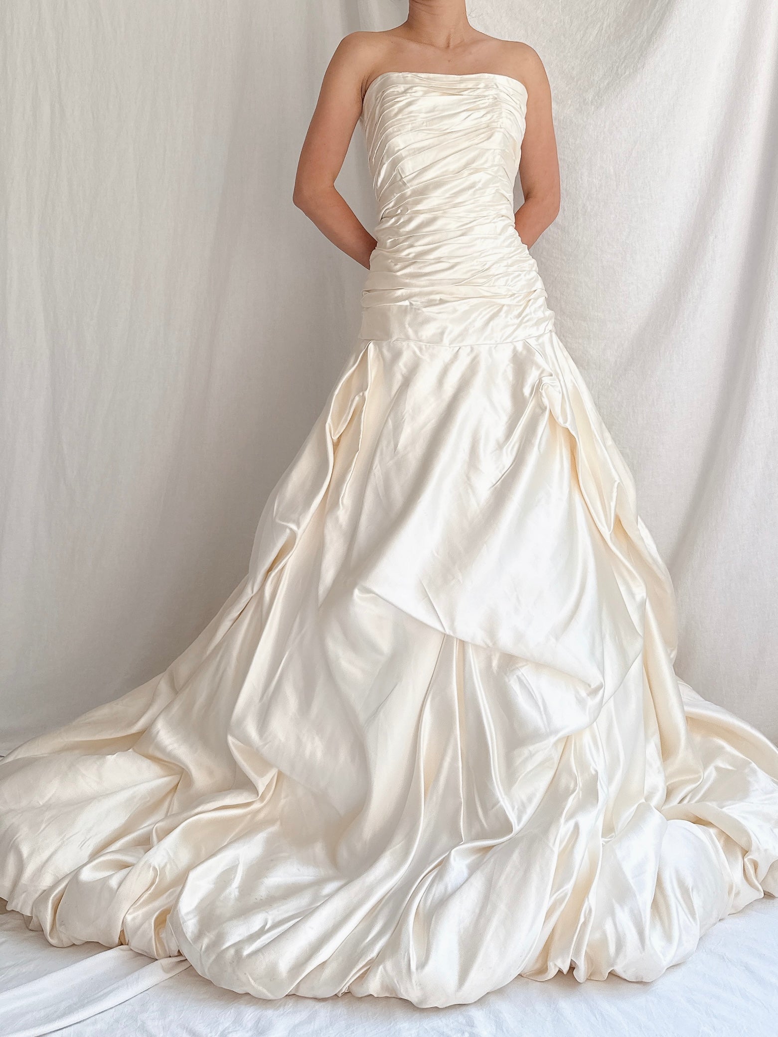 Vintage Ines di Santo Silk Ruched Dropped Waist Gown - M/8/10