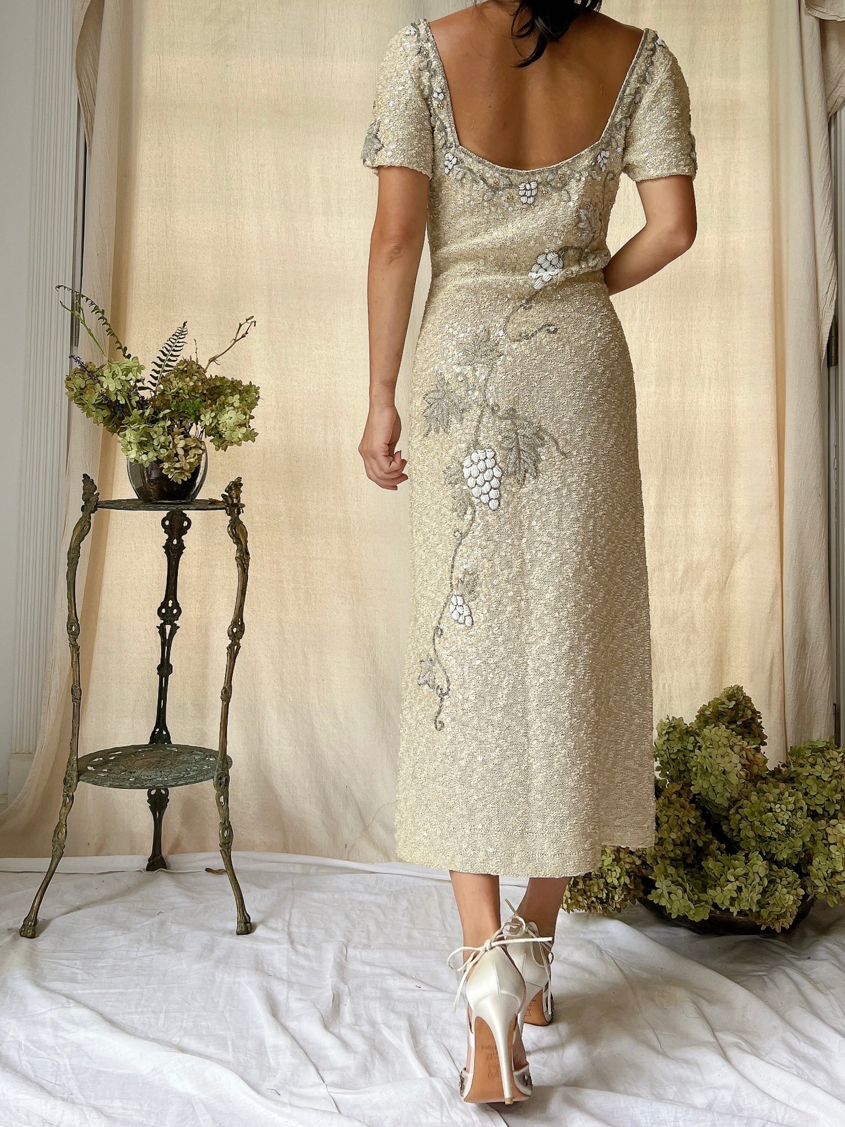 1960s Knitted Beaded Dress - XS