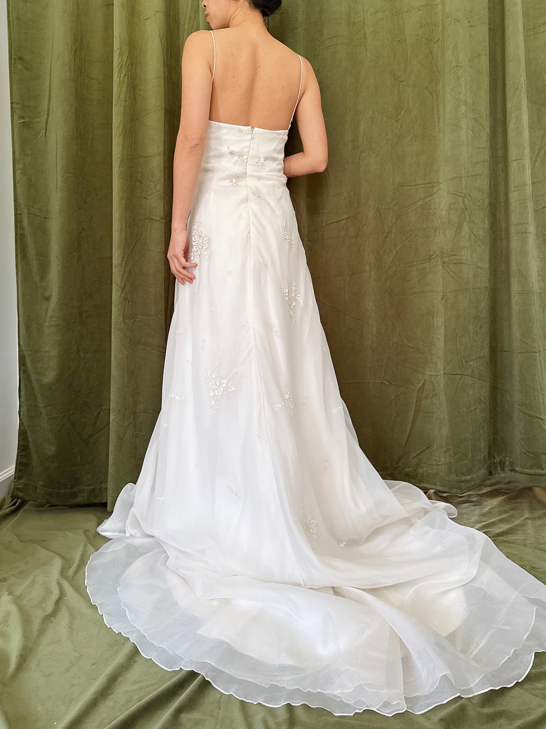 Vintage Silk Organza Dress with Appliqués - L/12