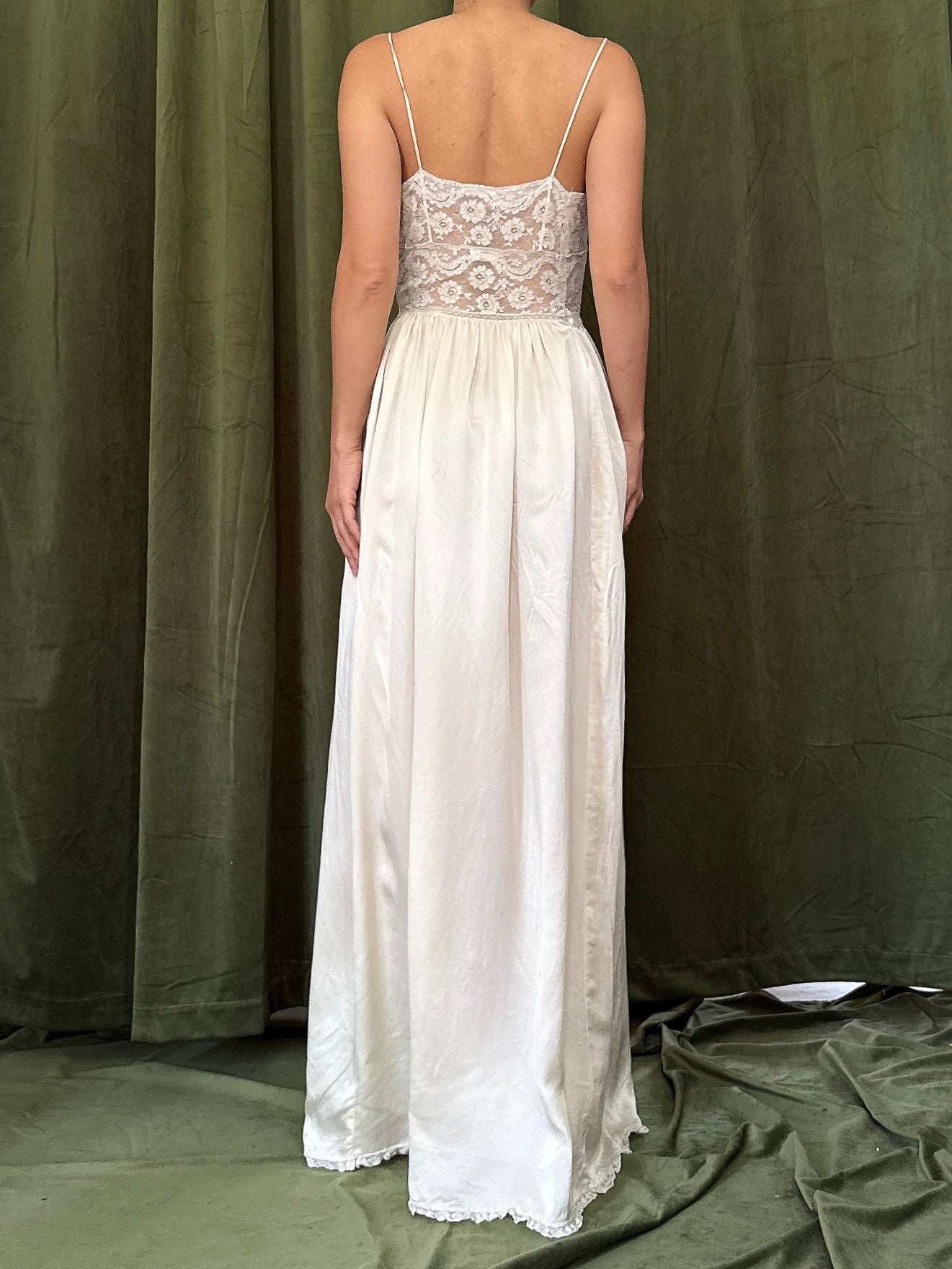 Vintage Silk Charmeuse Lace Slip - XS