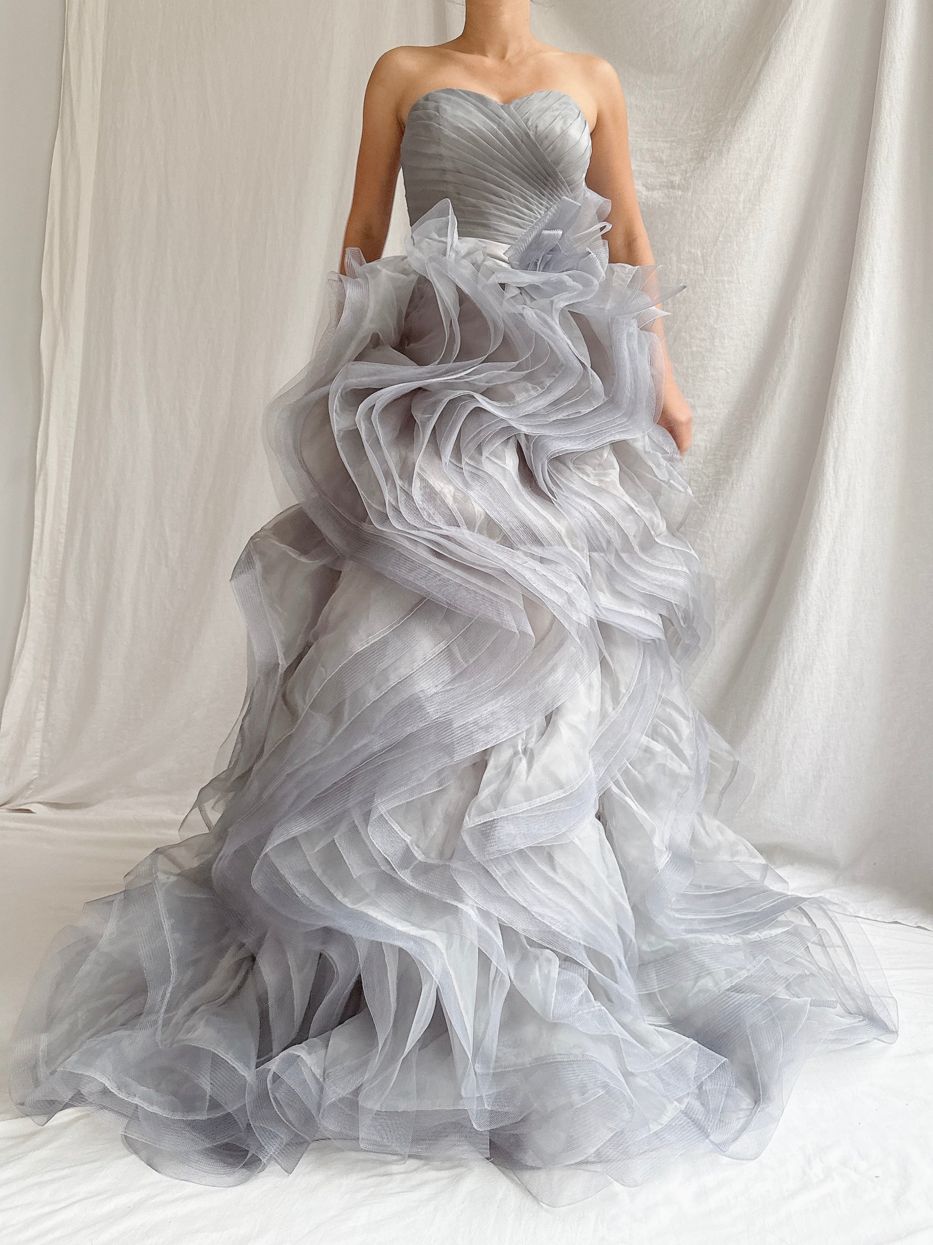 Sweetheart Ruffle Gray Cloud Dress - XS-S