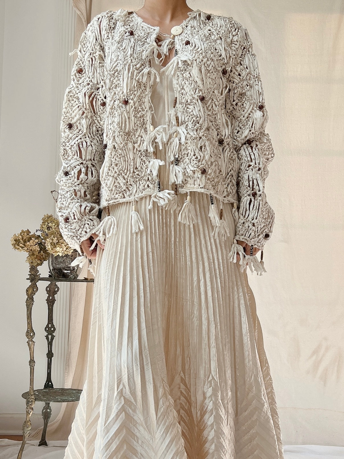 Vintage Raw Edge Crochet Jacket - M