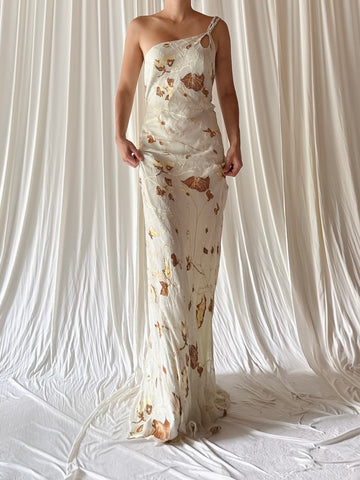 Vintage Seafoam Bias Cut Silk Beaded Dress - US 10