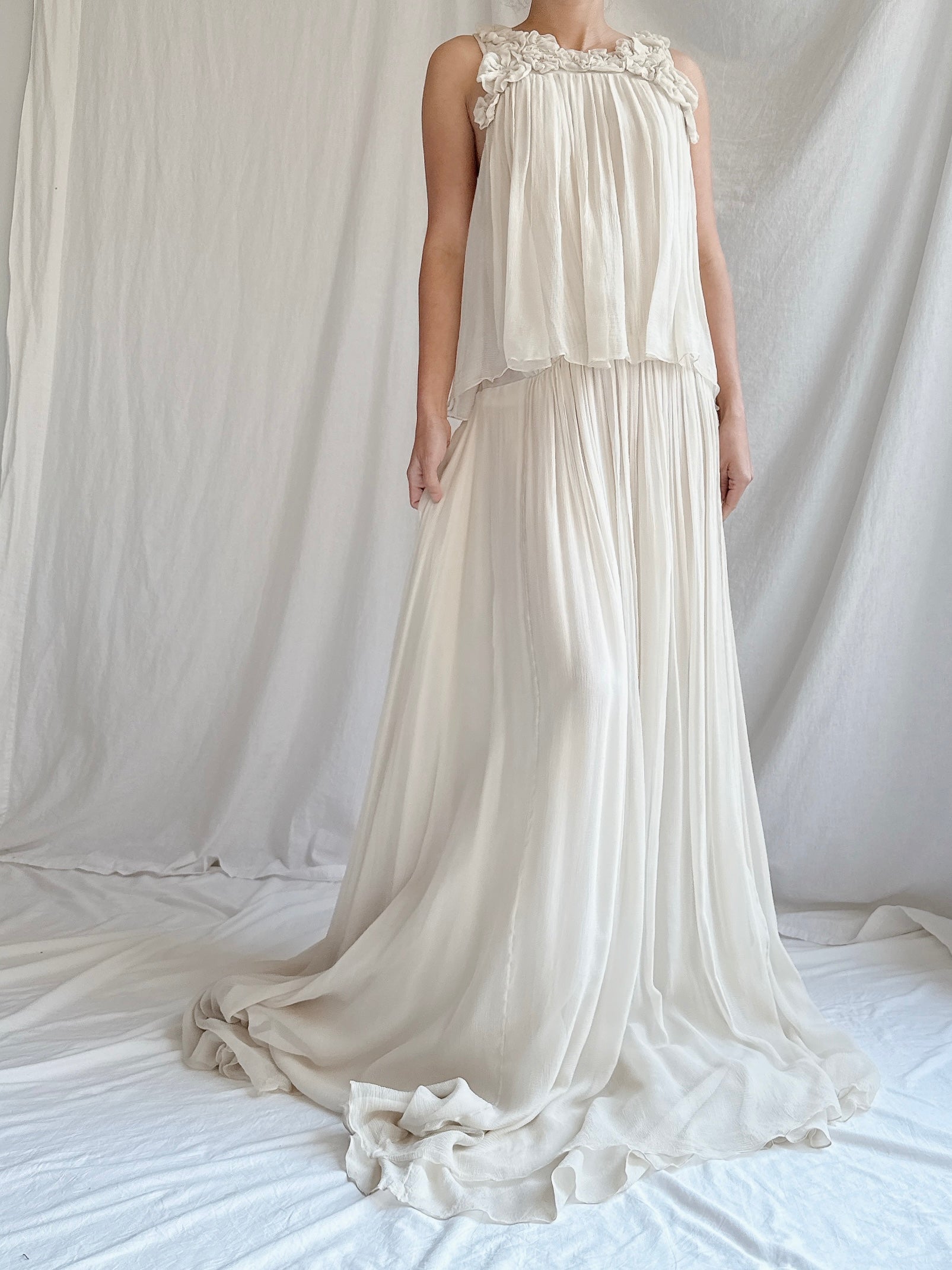 Vintage Chloe Oyster Silk Chiffon Gown - M