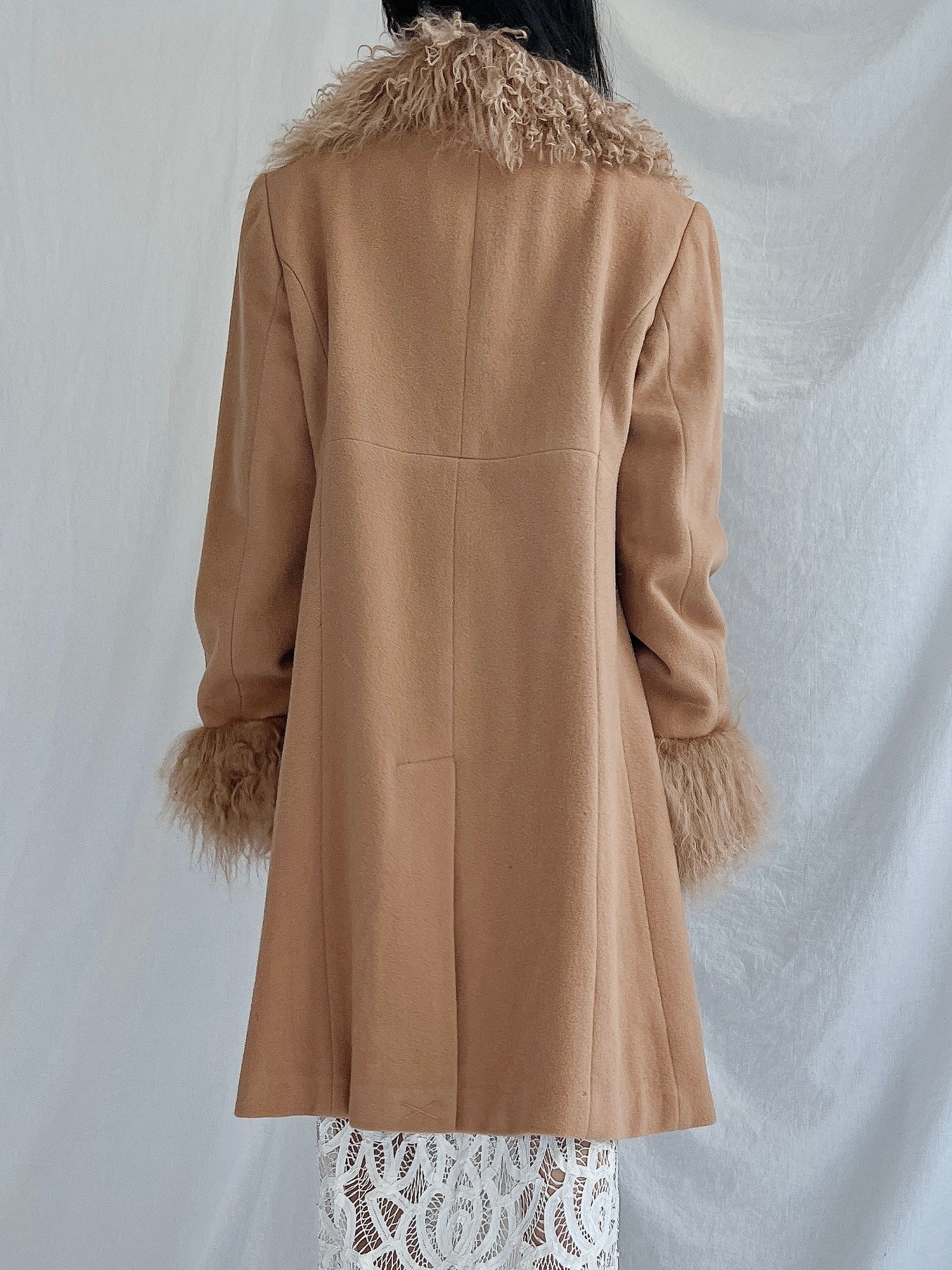 Vintage Mongolian Collar Camel Coat - M