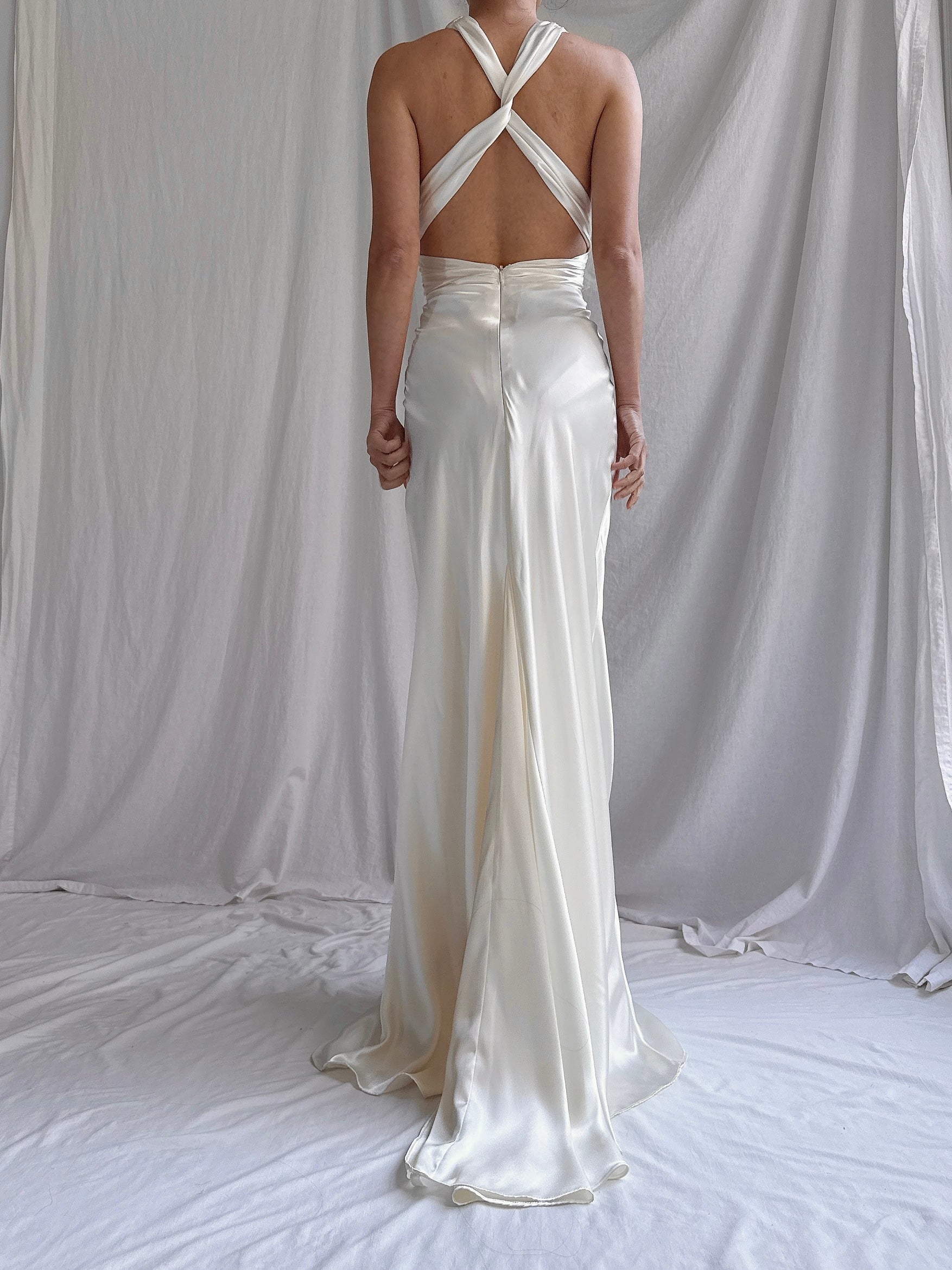 Vintage Satin Bias Dress - S