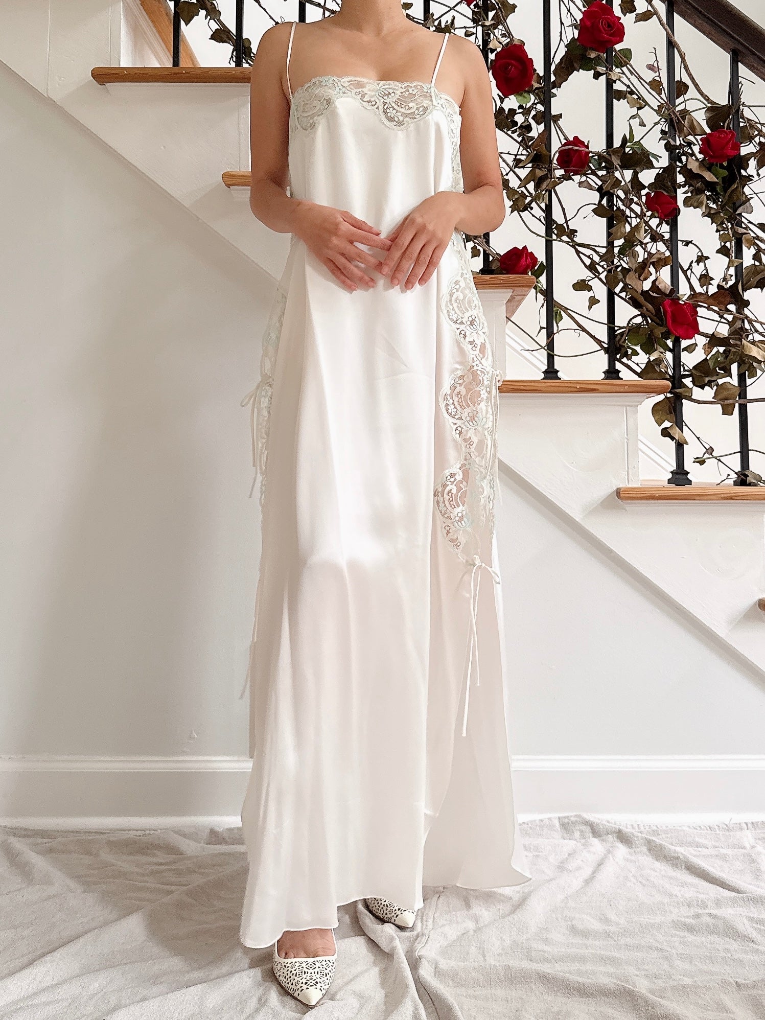 Vintage Vintage White Silk Slip - M
