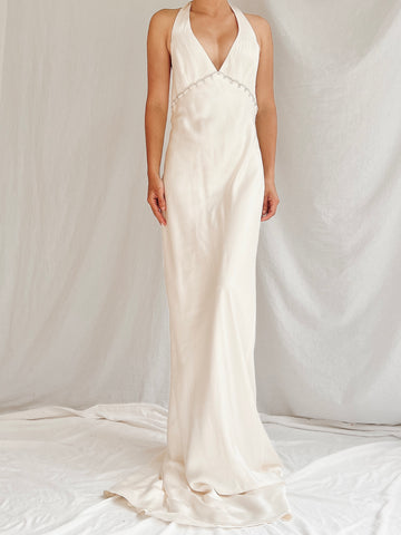 Vintage Monique Llhuilier Silk Charmeuse Gown - S-M