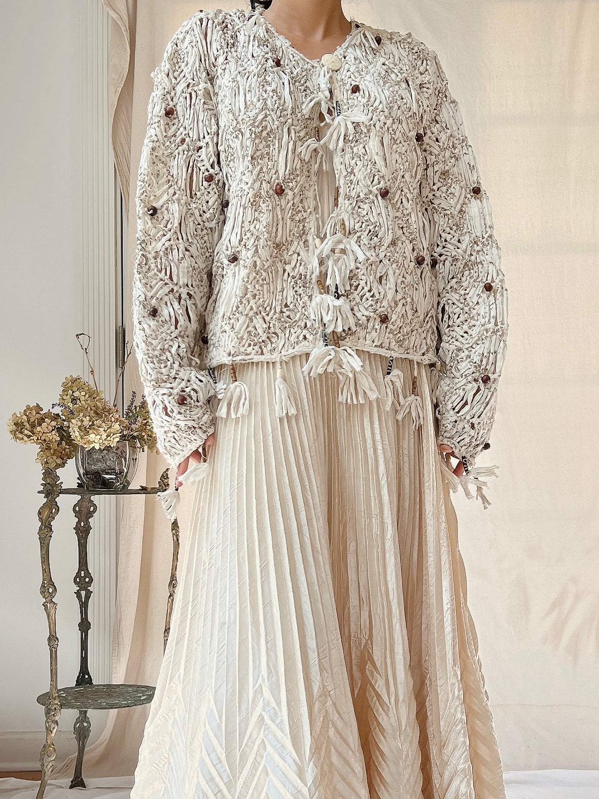 Vintage Raw Edge Crochet Jacket - M
