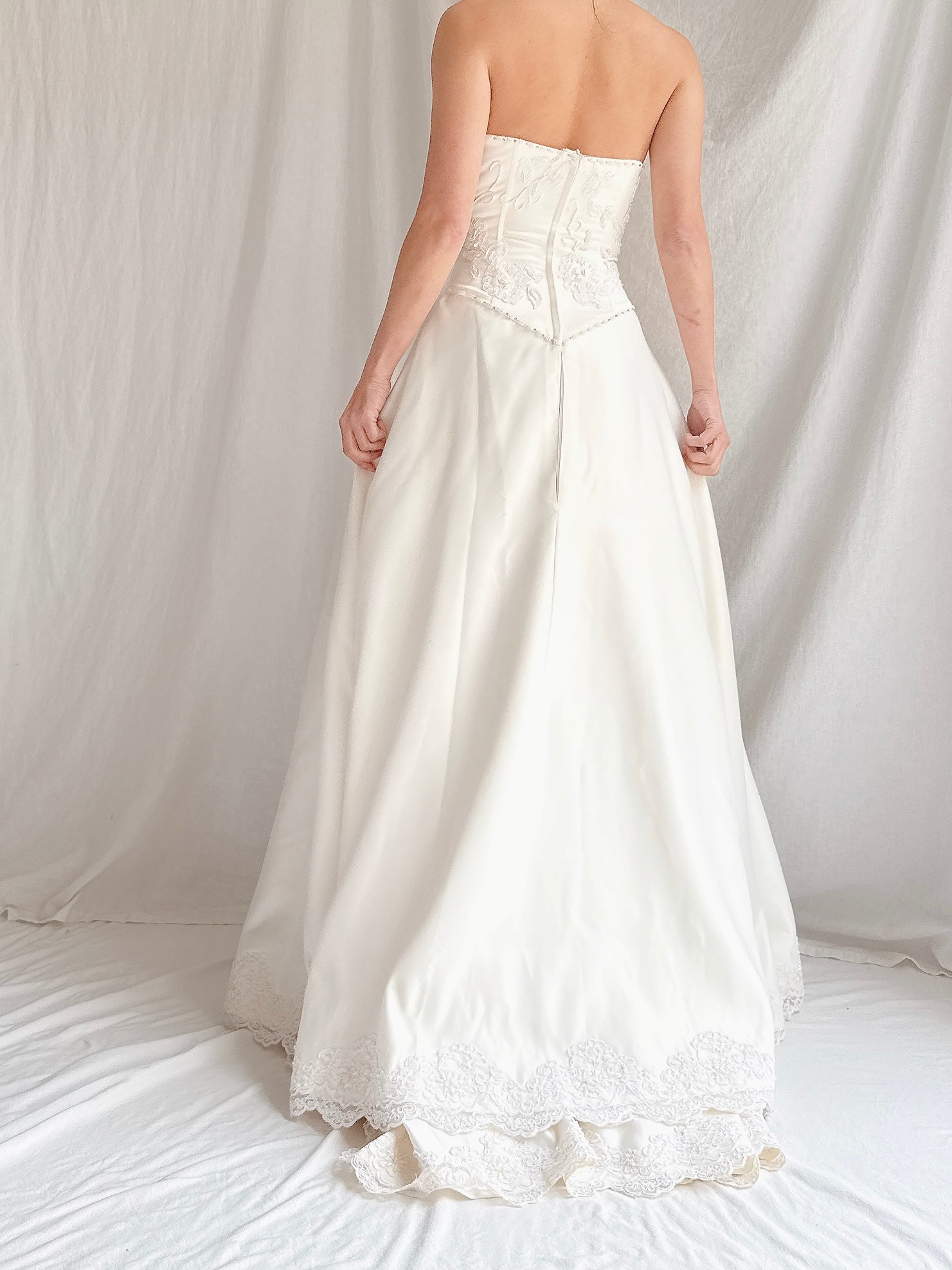 Vintage Embelished Basque Waist Gown - S