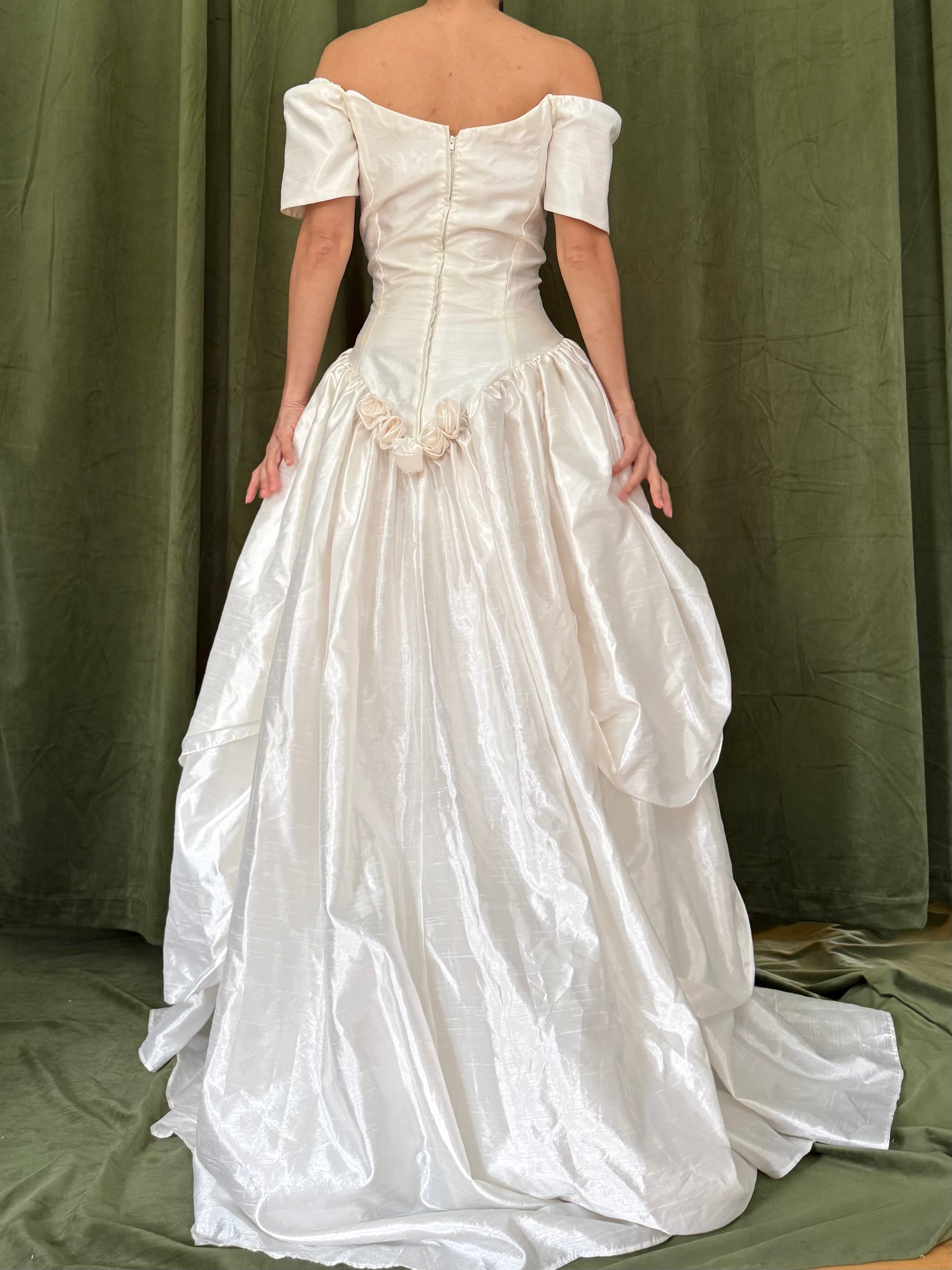Vintage Taffeta Basque Waist Dress - M