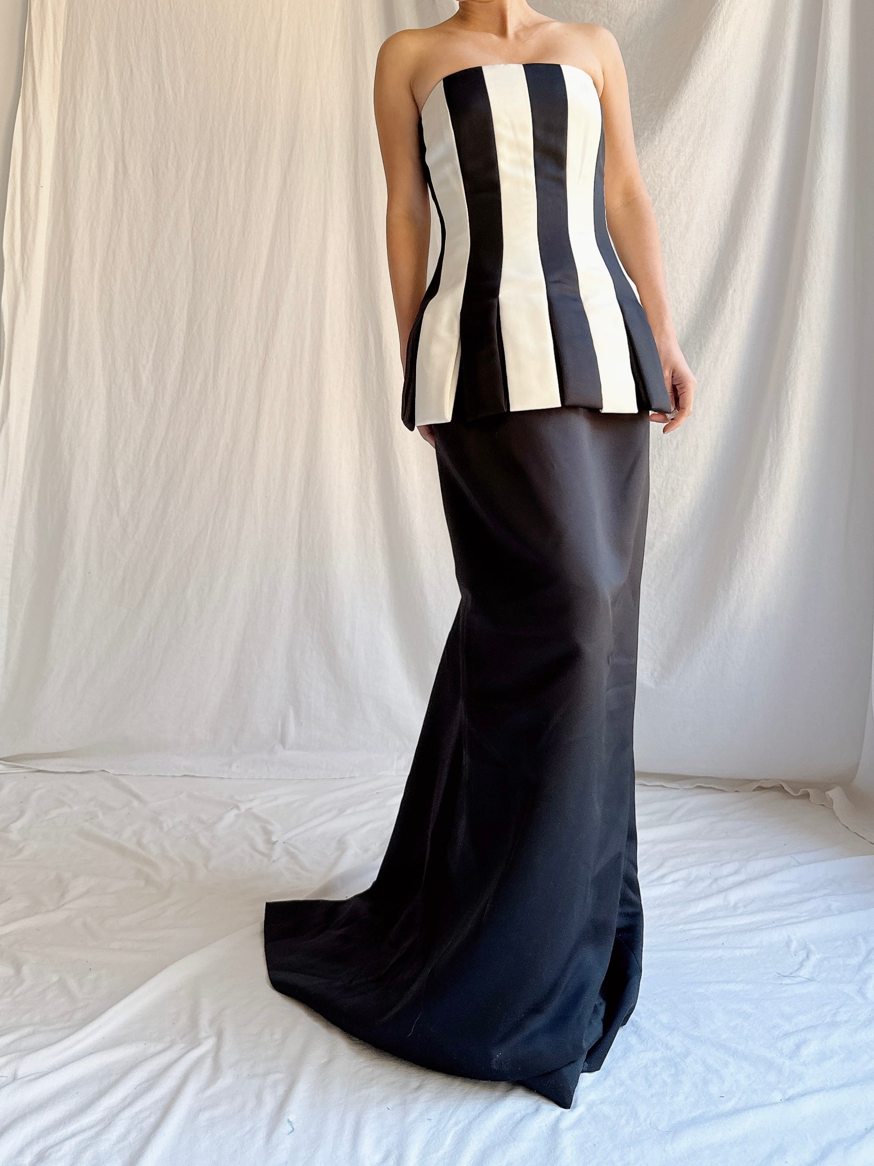 Vintage Victor Costa Striped Gown - M