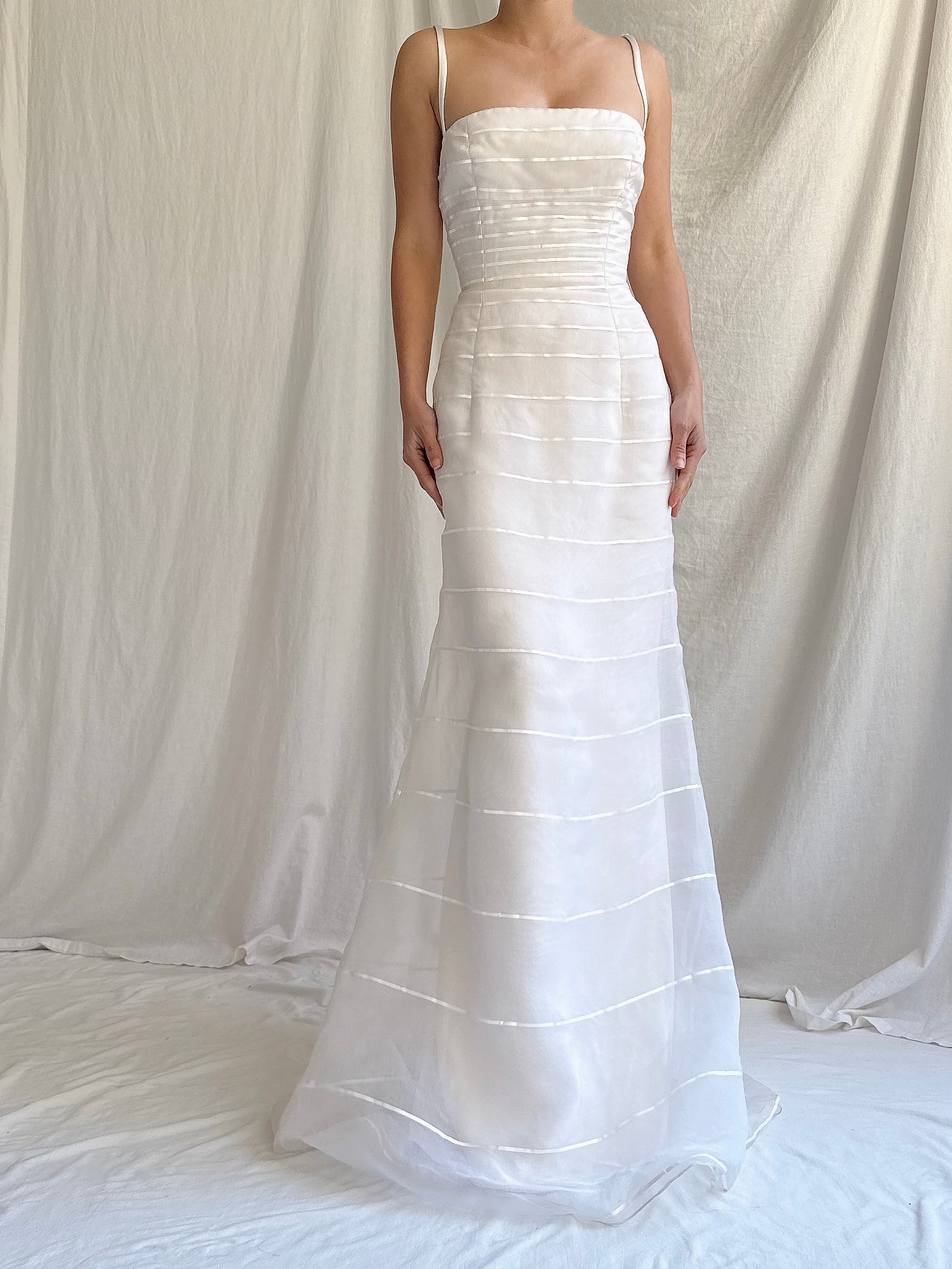 Vintage Yumi Katsura Silk Organza Striped Gown - M/6/8
