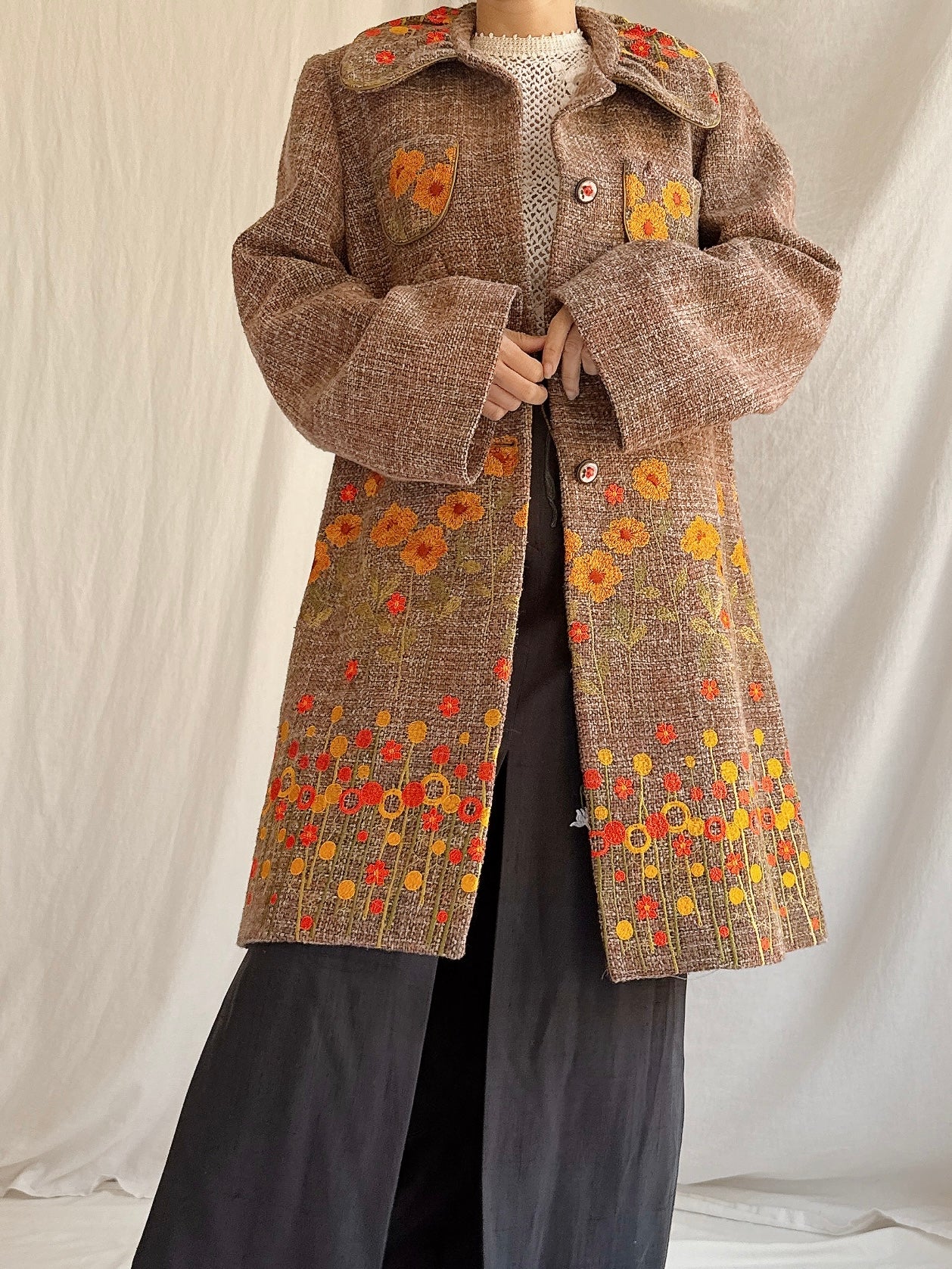Vintage Cottonade Paris Embroidered Coat - M