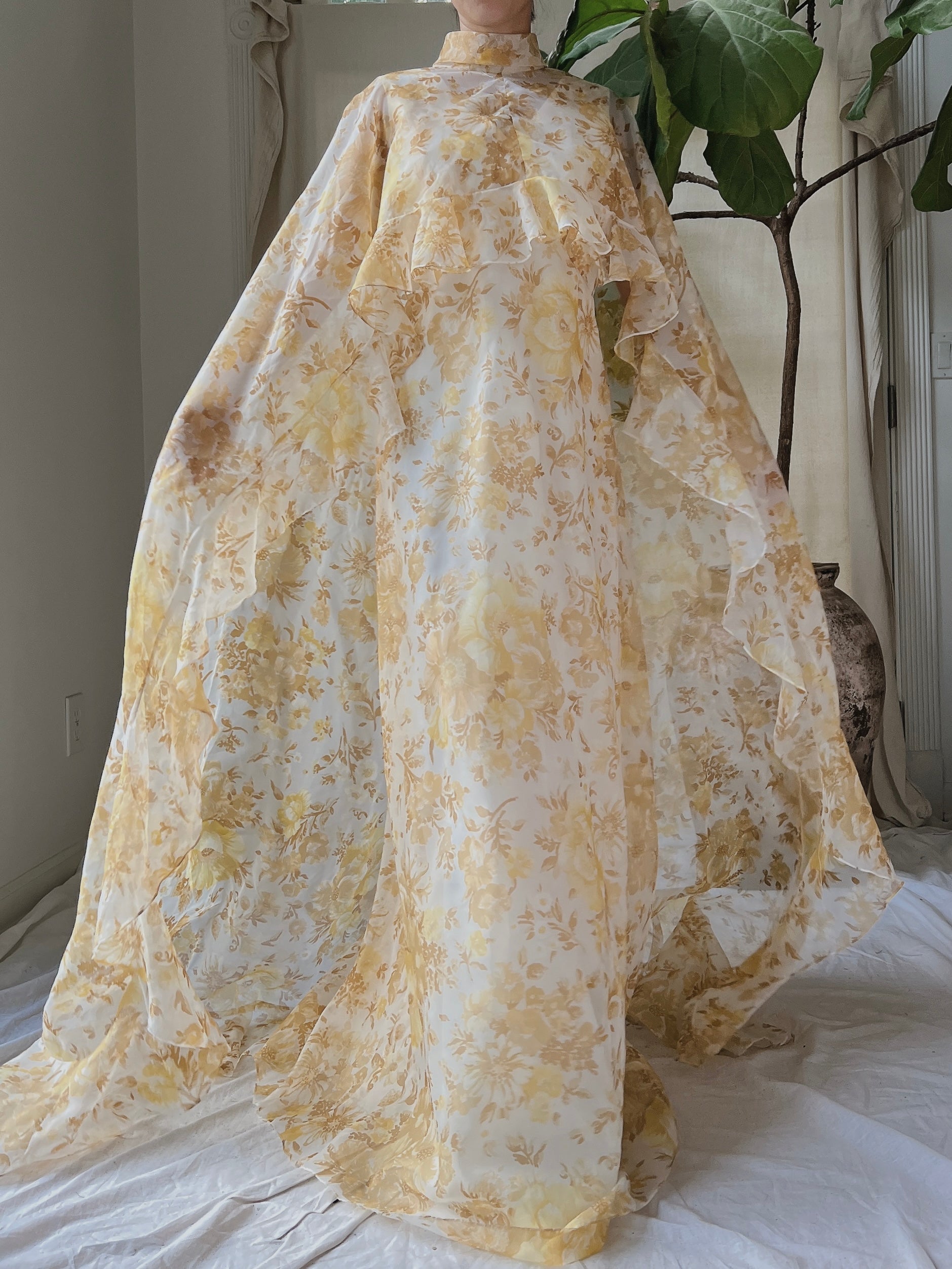 Vintage Voile Cape Dress - S/M