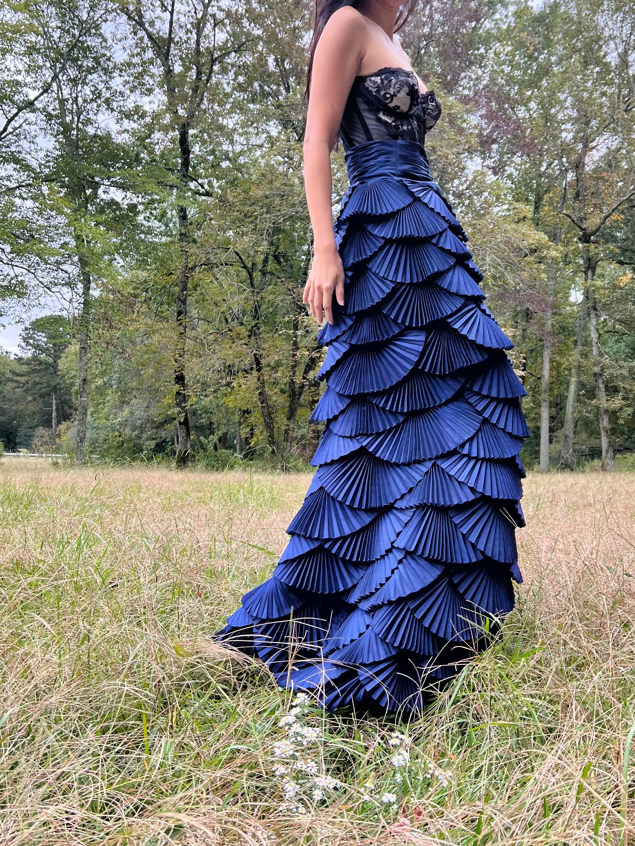Y2K Blue Layered Pleated Skirt - S/M (6)