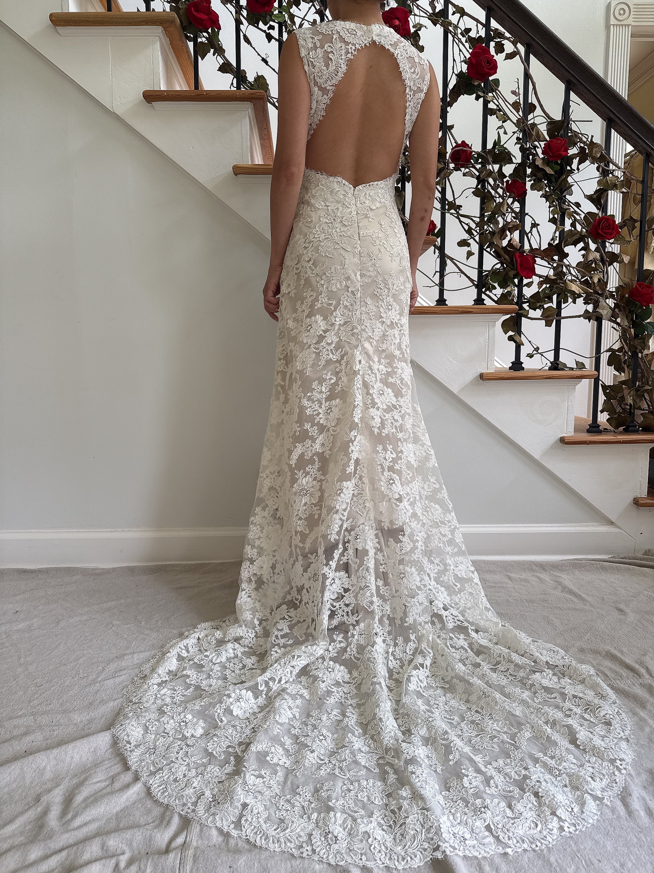 Vintage Jim Hjelm Corded Alecon Lace Gown - M/8