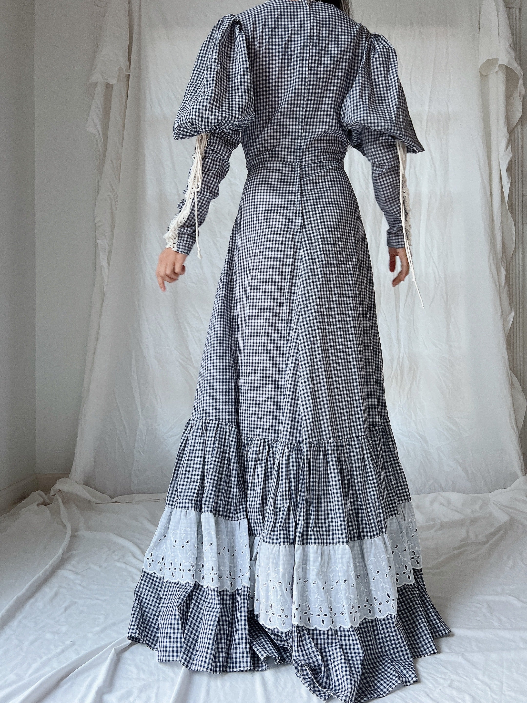 1970s Gunne Sax Gingham Dress - S