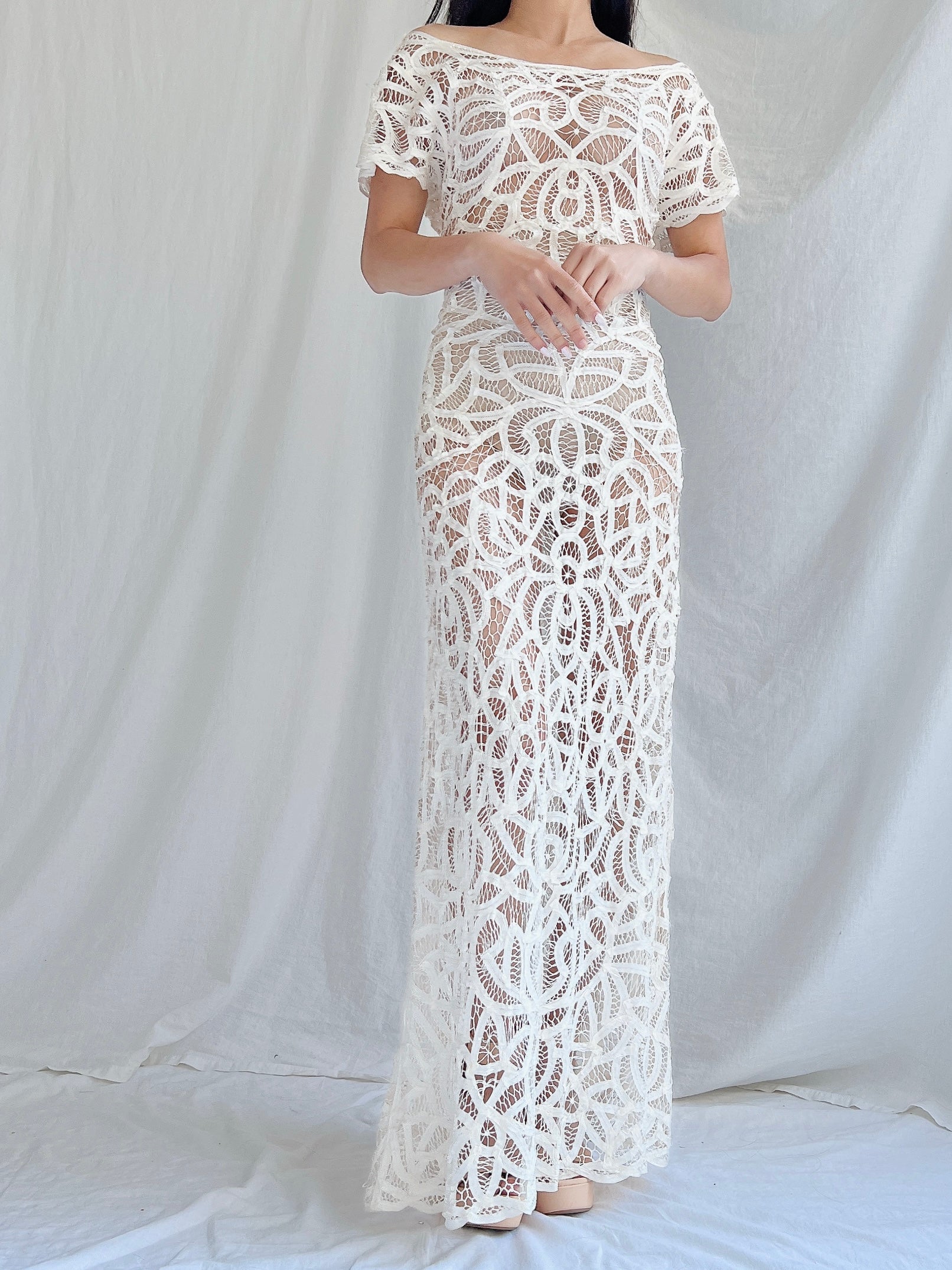 1990s Tape Lace Dress - M