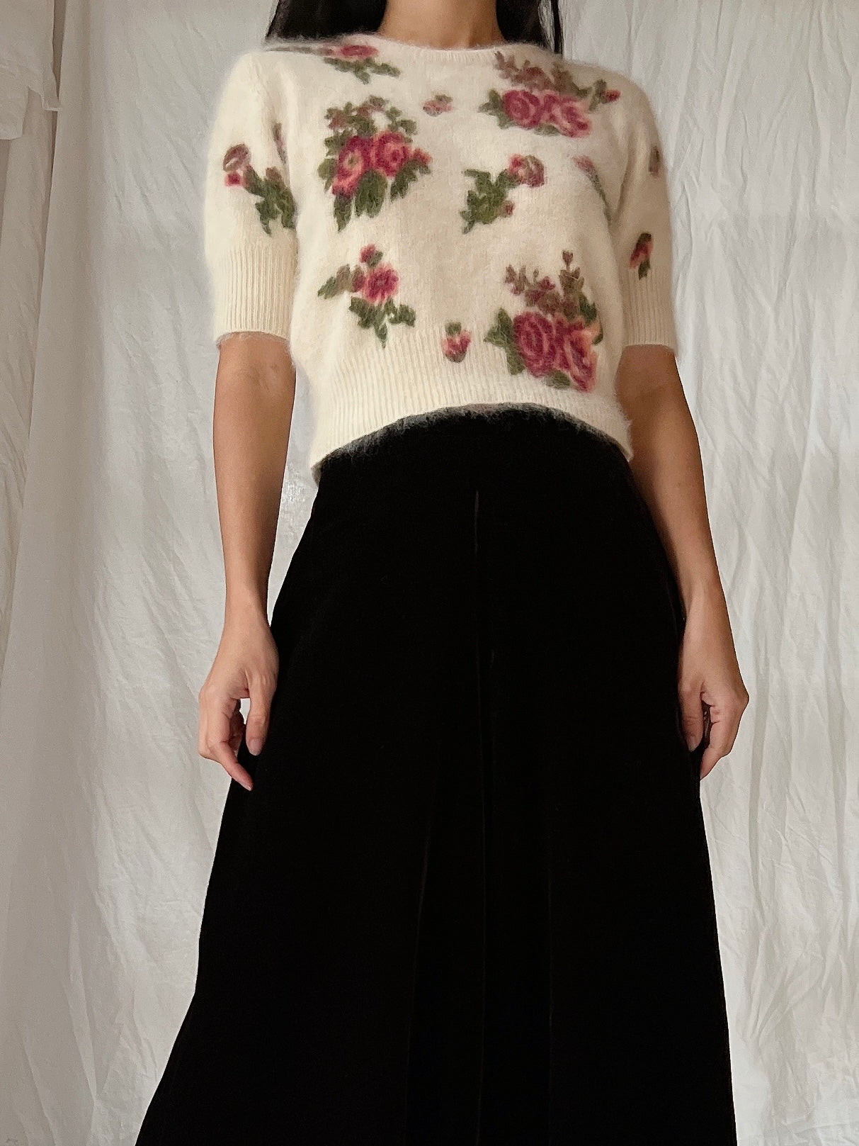 Vintage Angora Rose Pullover - XS