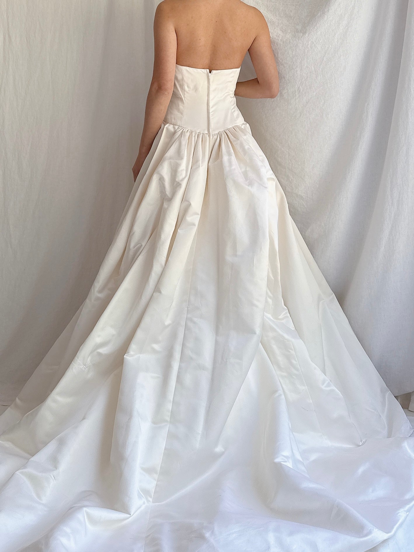 Vintage Silk/Rayon Satin Dropped Waist Gown - S
