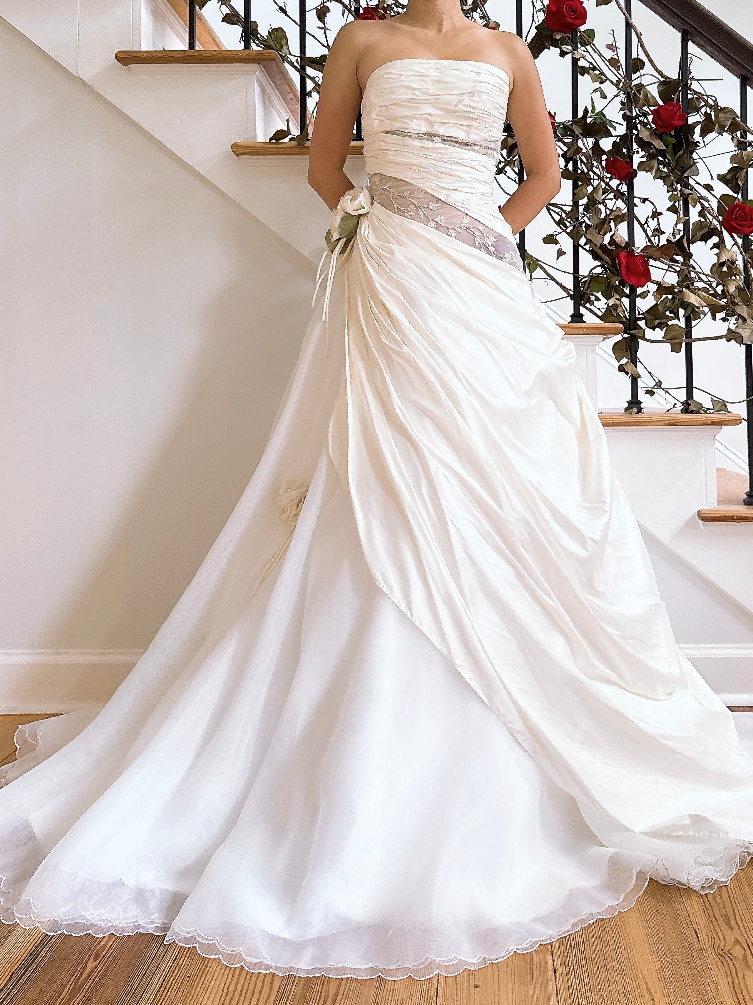 00 Saint Pucci Silk Strapless Draped Gown - M