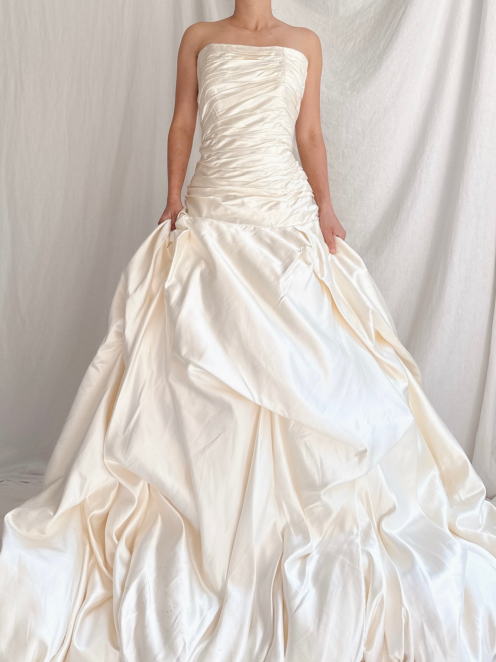 Vintage Ines di Santo Silk Ruched Dropped Waist Gown - M/8/10