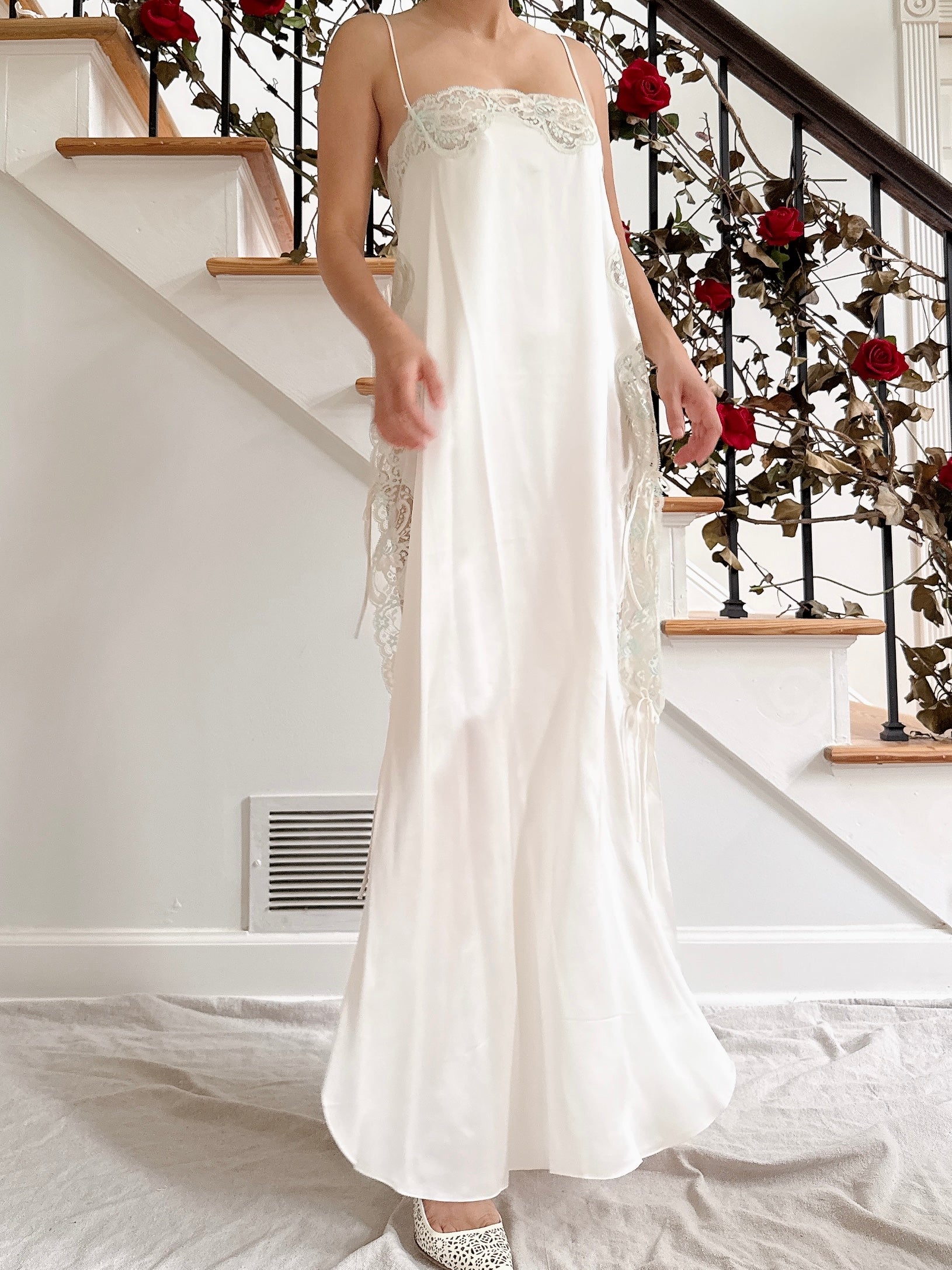 Vintage Vintage White Silk Slip - M