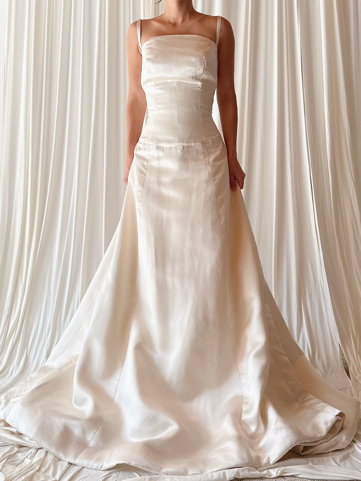 1990s Reem Acra Silk Satin Gown - M