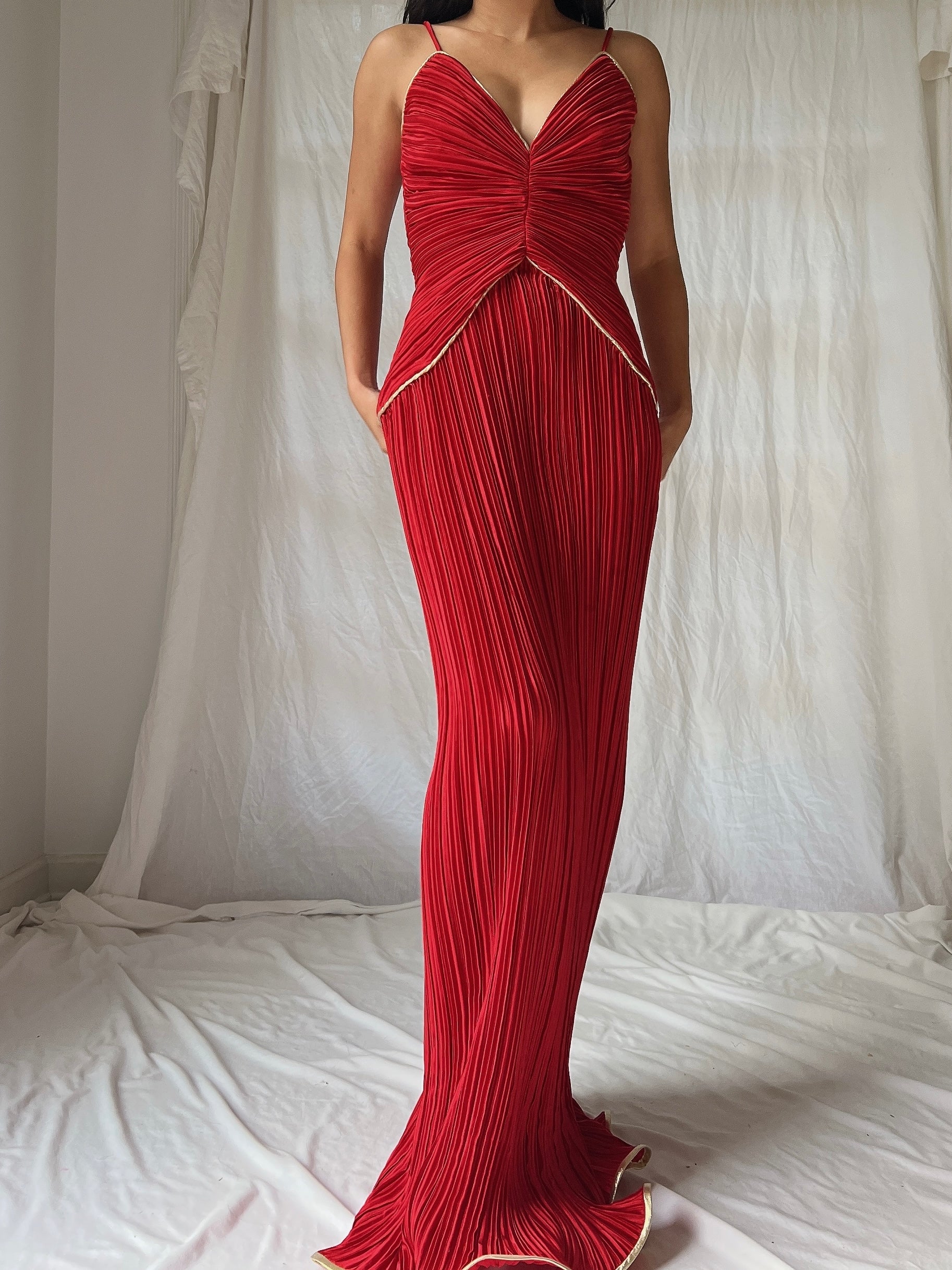 Vintage Micropleated Column Dress - S