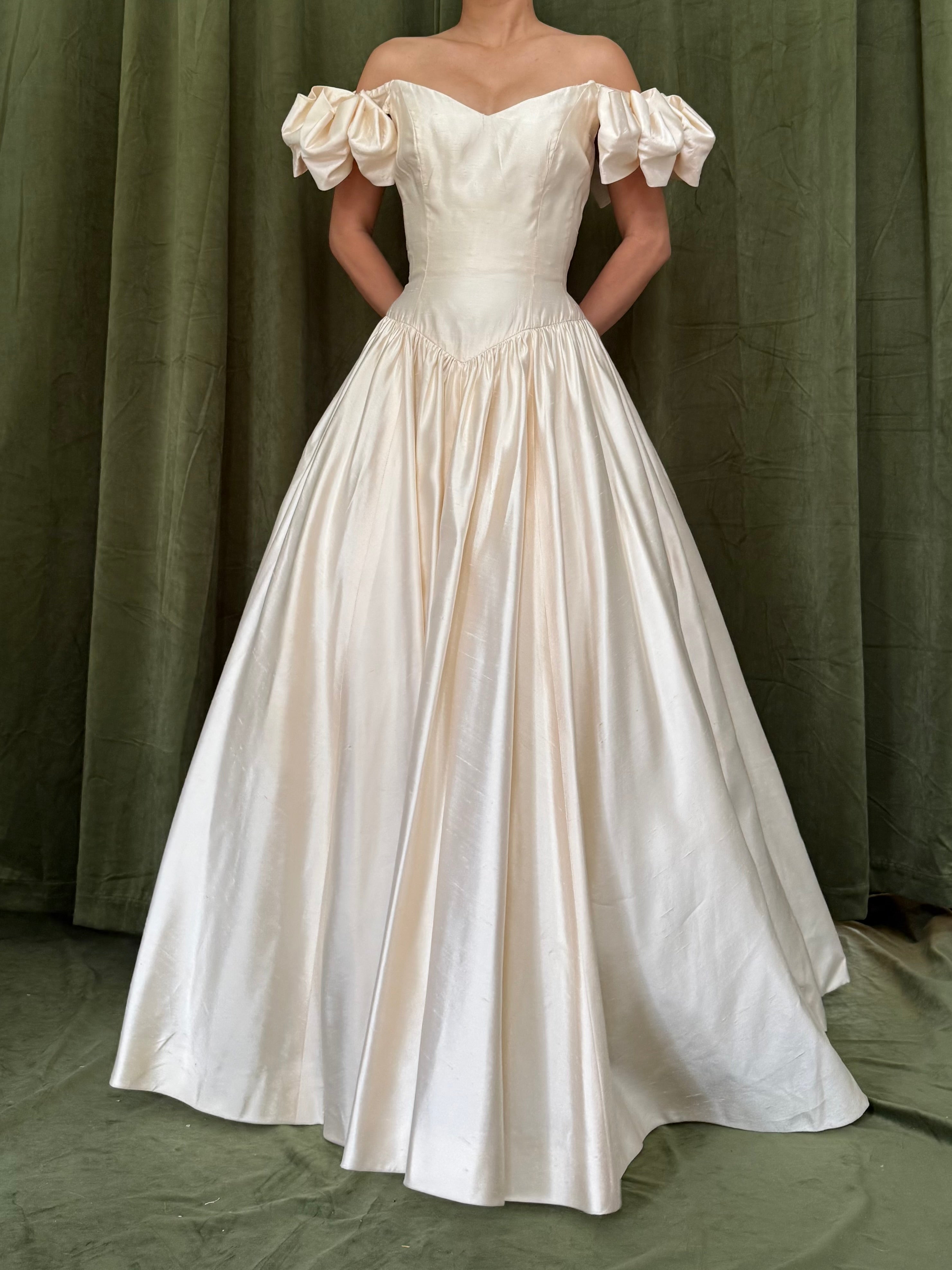 1990s Lazaro Silk Basque Waist Gown - XS