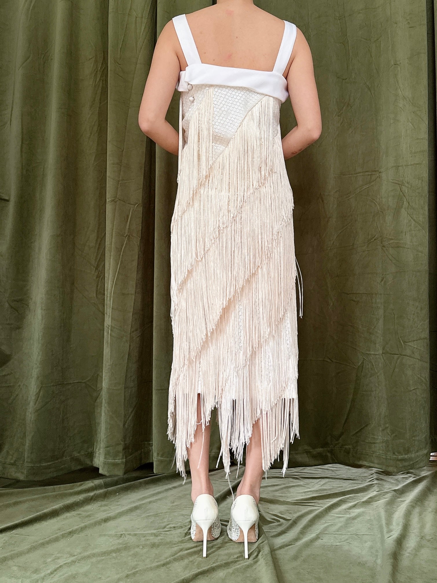 Vintage Sequin Fringe Dress - L