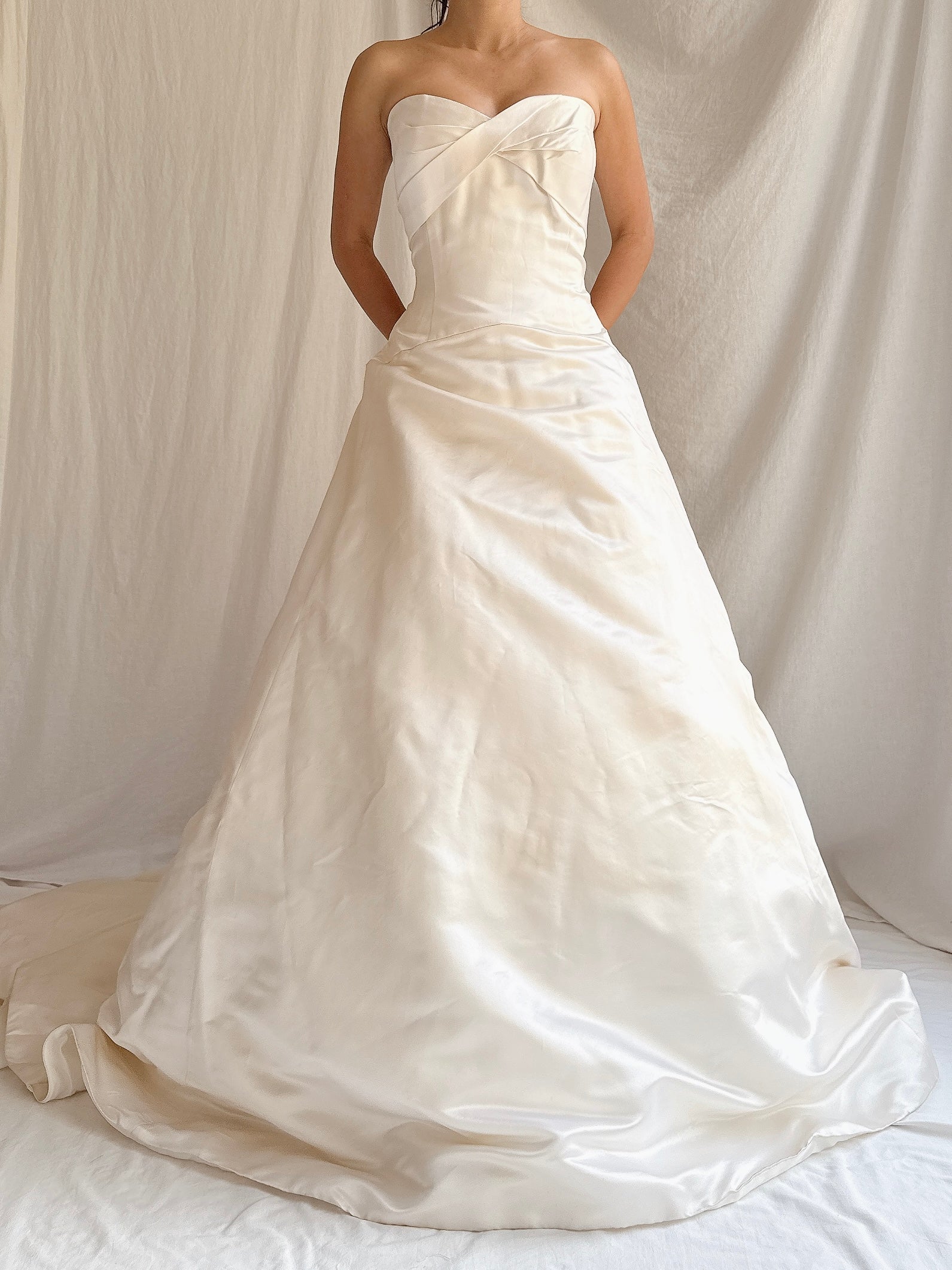 Vintage Monique Llhuilier Silk Strapless Gown - M/L 10