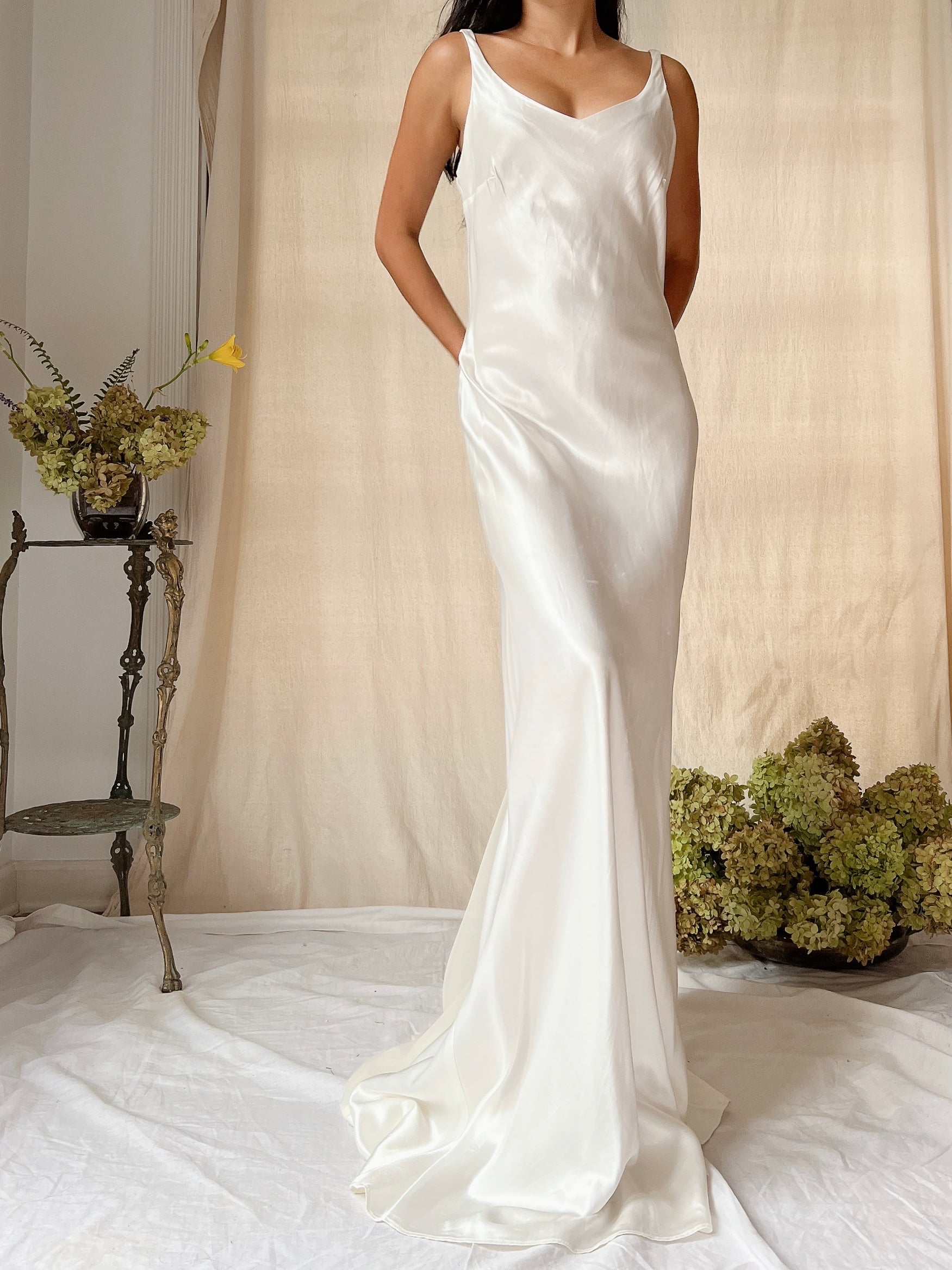 Vintage Satin Bias Cut Dress - S